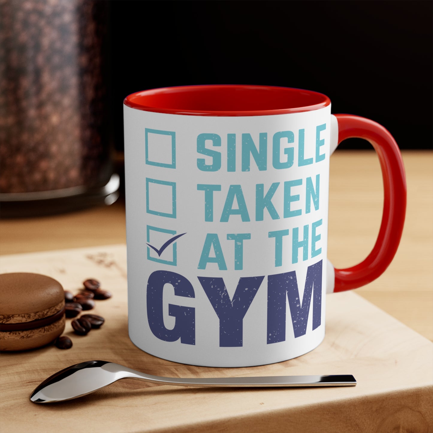 At The Gym Colorful Accent Mug 11oz - For Gym Fitness Enthusiasts