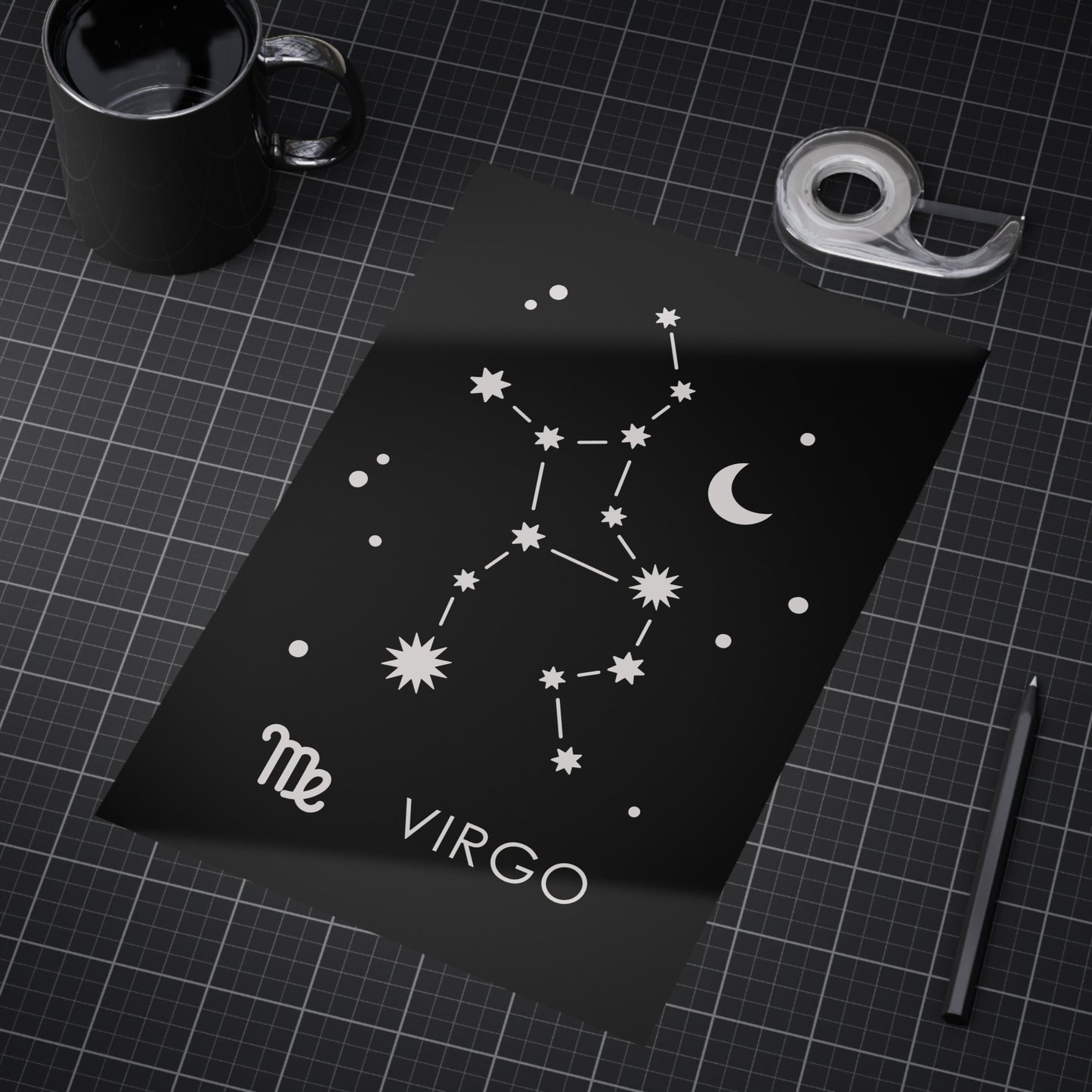 Virgo Starmap Unframed Prints - black