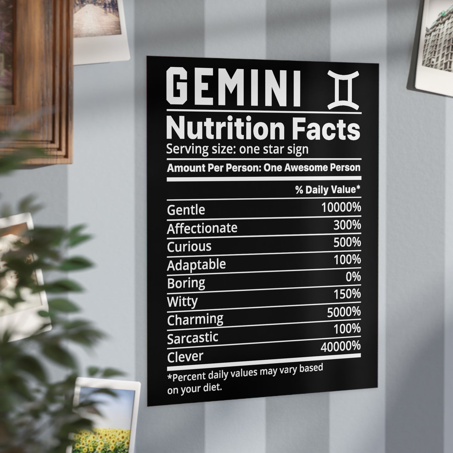 Gemini Nutrition Unframed Prints - black