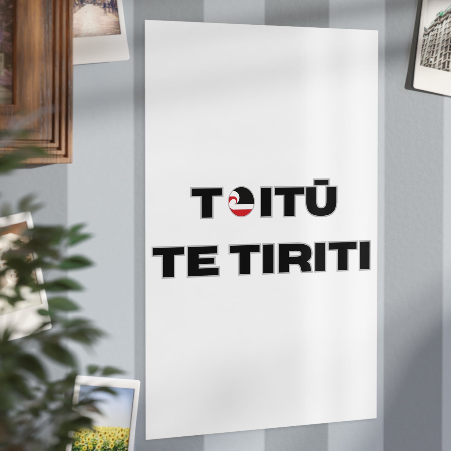 Toitū Te Tiriti Unframed Prints - white