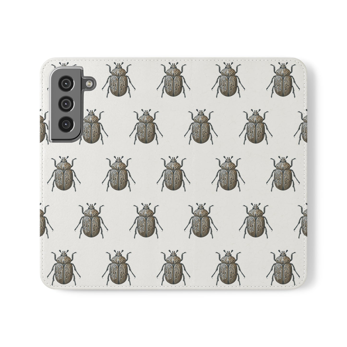 Carved Beetle Flip Cases for iPhone/Samsung - white