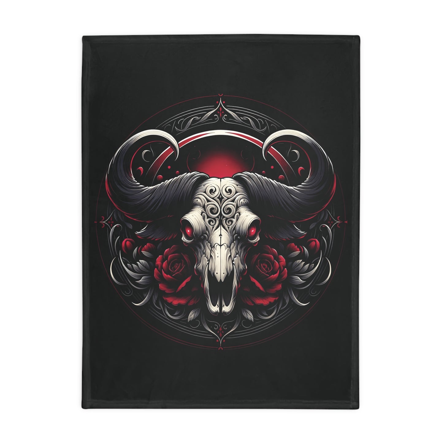 Gothic Taurus Plush Fleece Blanket - black