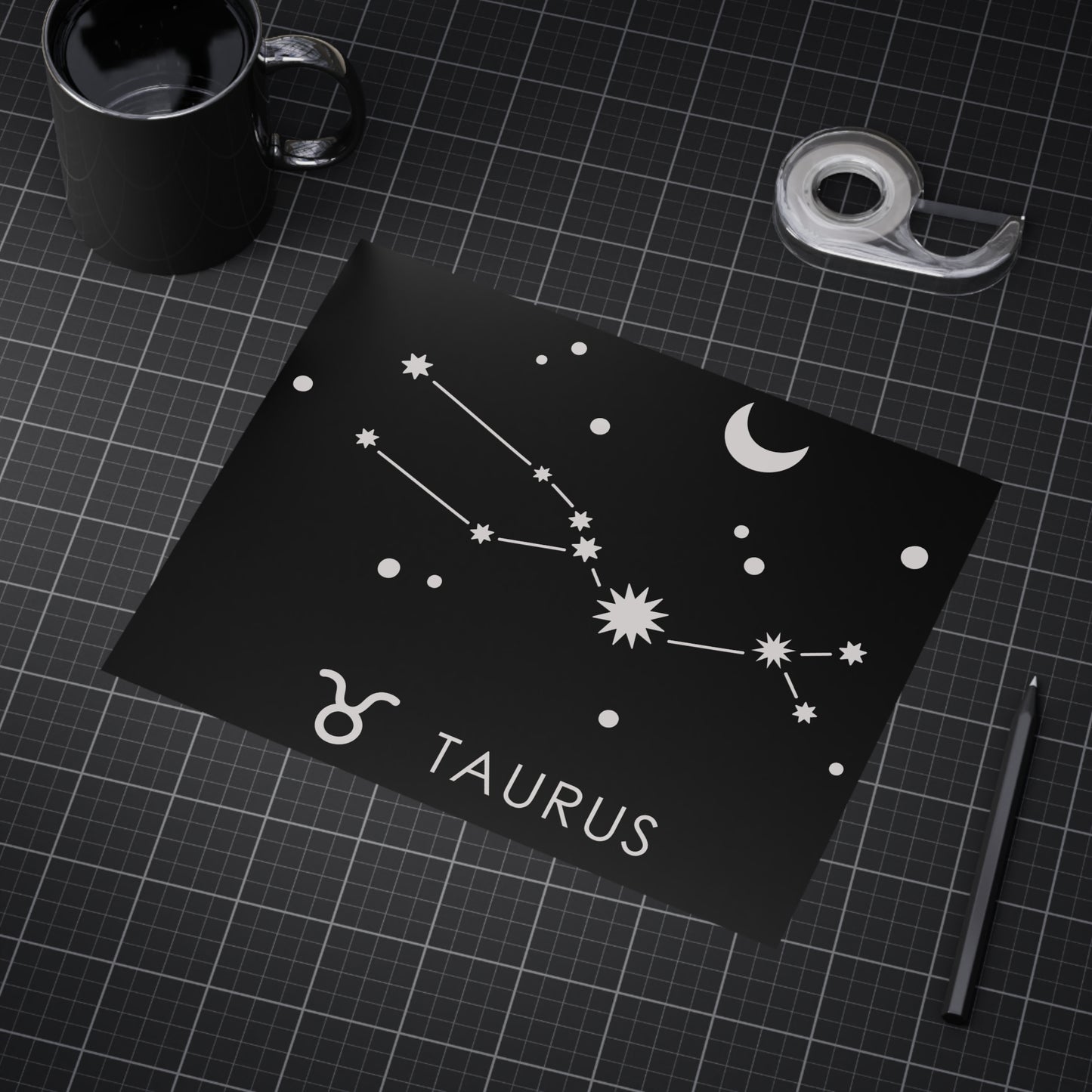 Taurus Starmap Unframed Prints - black