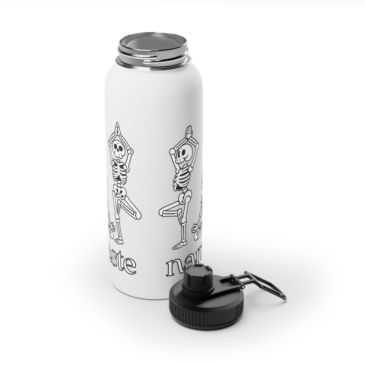 Namaste Skeletons Stainless Steel Water Bottle - # Sizes