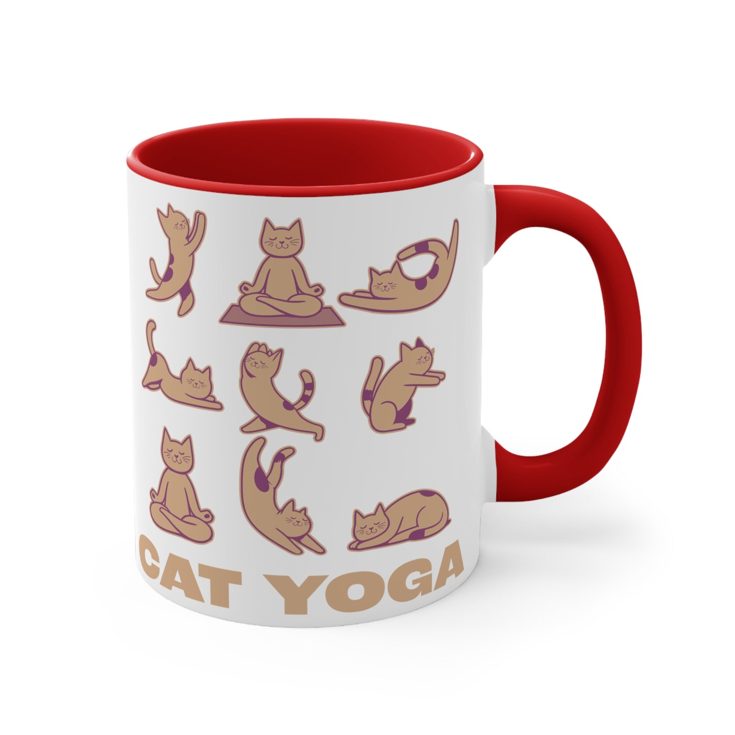 Cat Yoga Color Accent Mug 11oz - Zen Meditation Gift