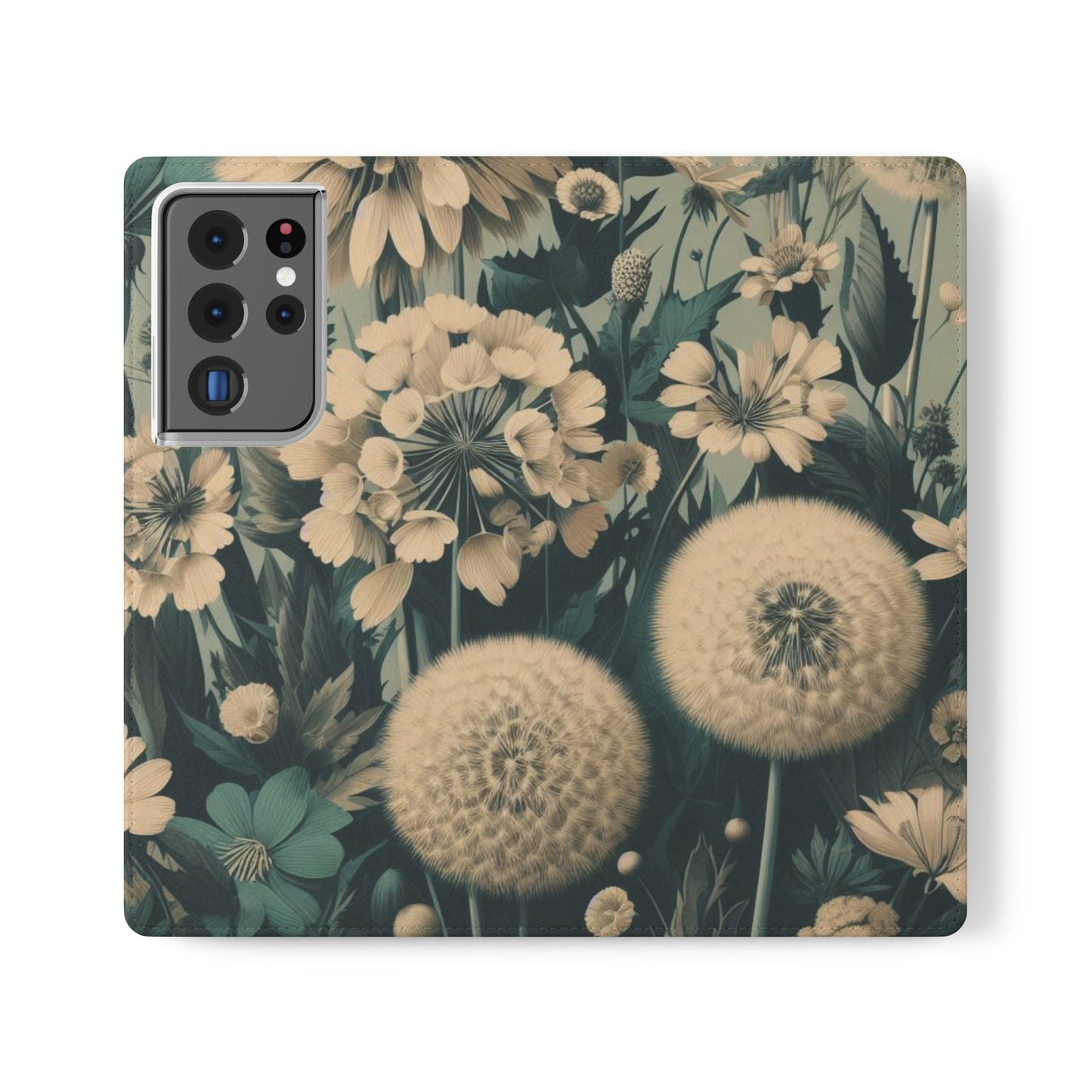 Blue & Cream Flowers Flip Cases iPhone/Samsung