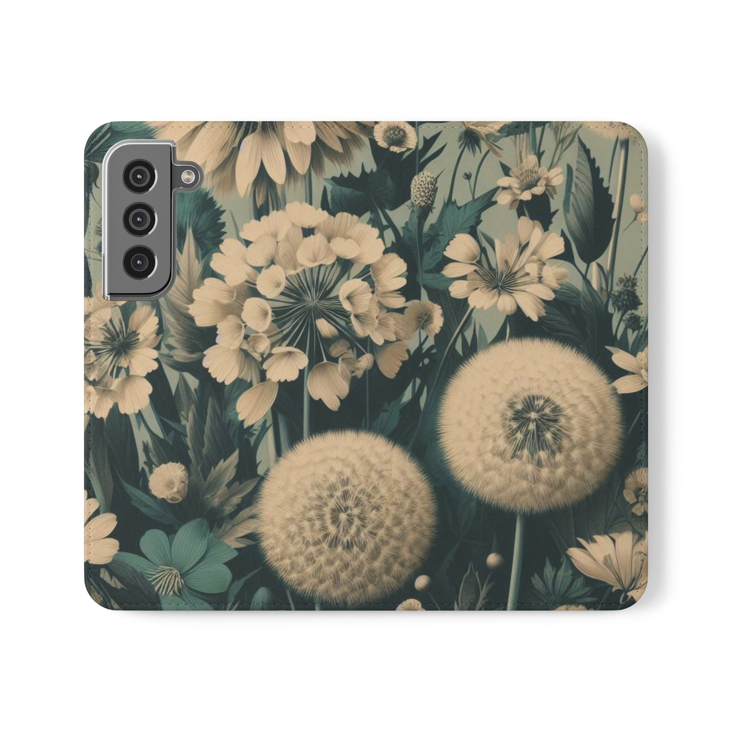 Blue & Cream Flowers Flip Cases iPhone/Samsung