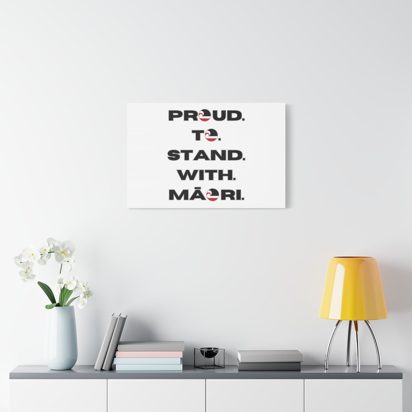 Proud. To. Stand. With. Māori. Classic Canvas - White