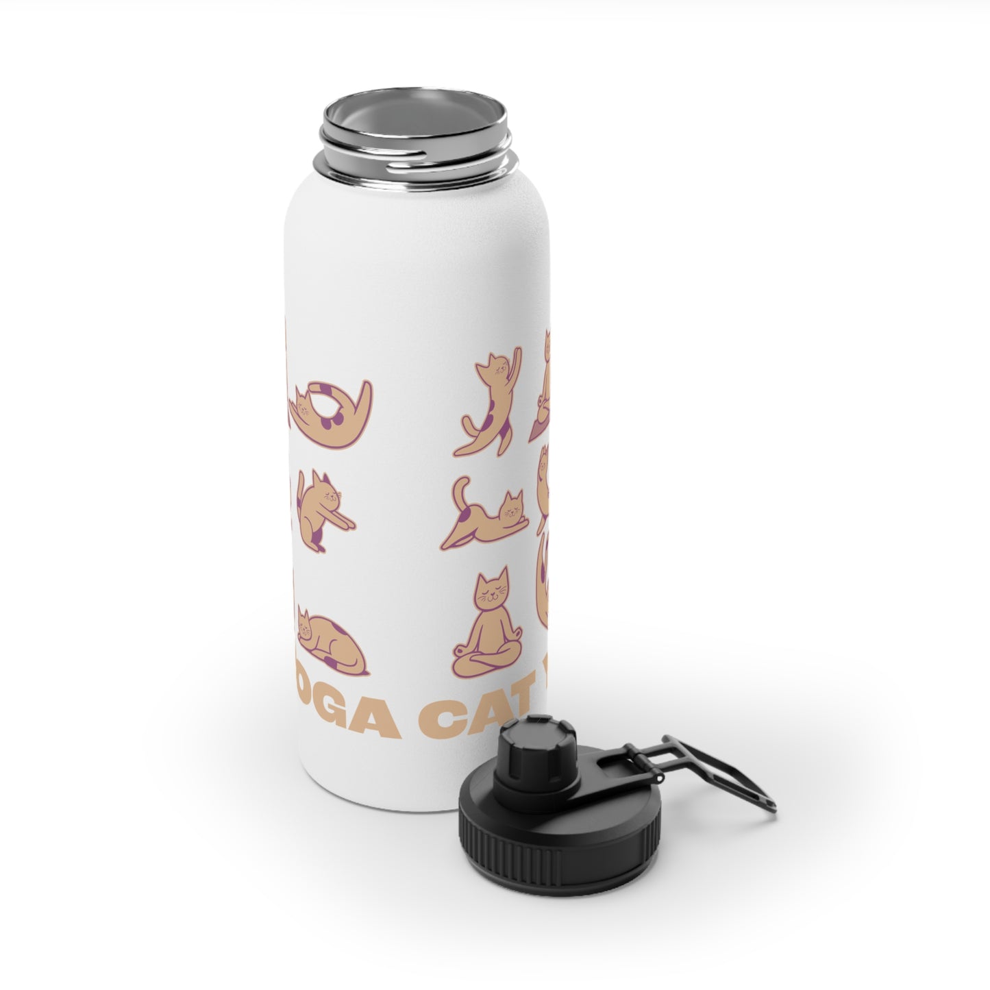 Cat Yoga Stainless Steel Water Bottle - # Sizes