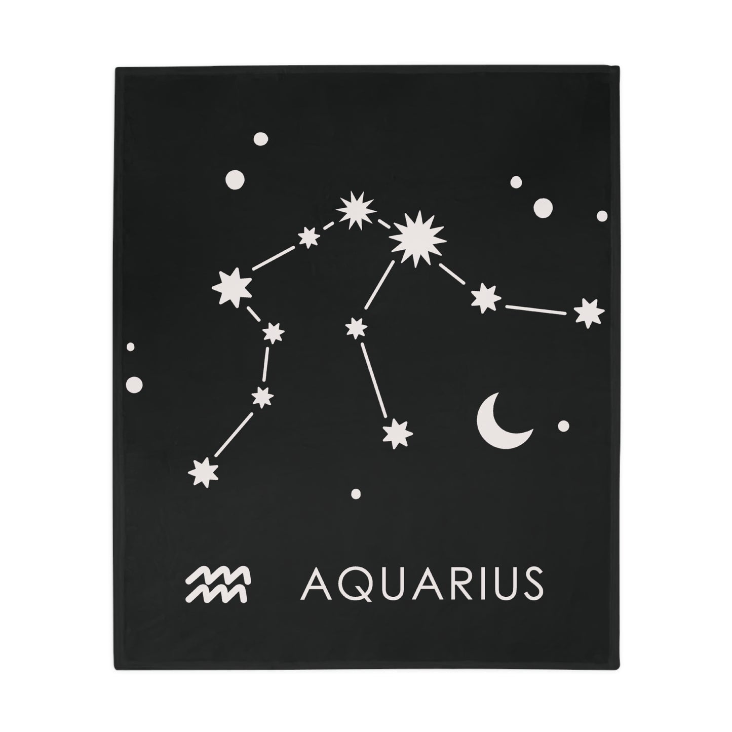 Aquarius Star Map Plush Fleece Blanket - black