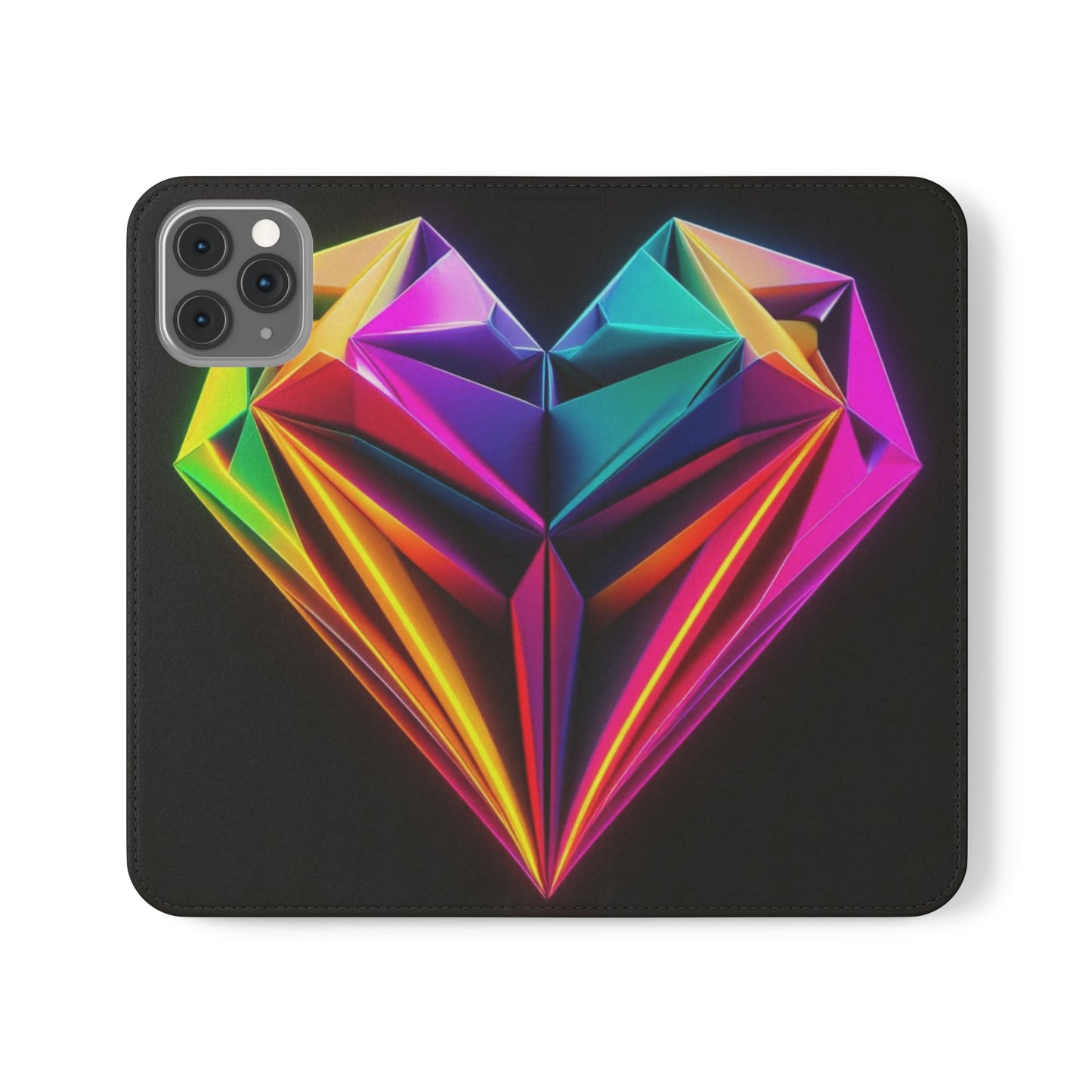 Origami Neon Heart Flip Cases - iPhone/Samsung