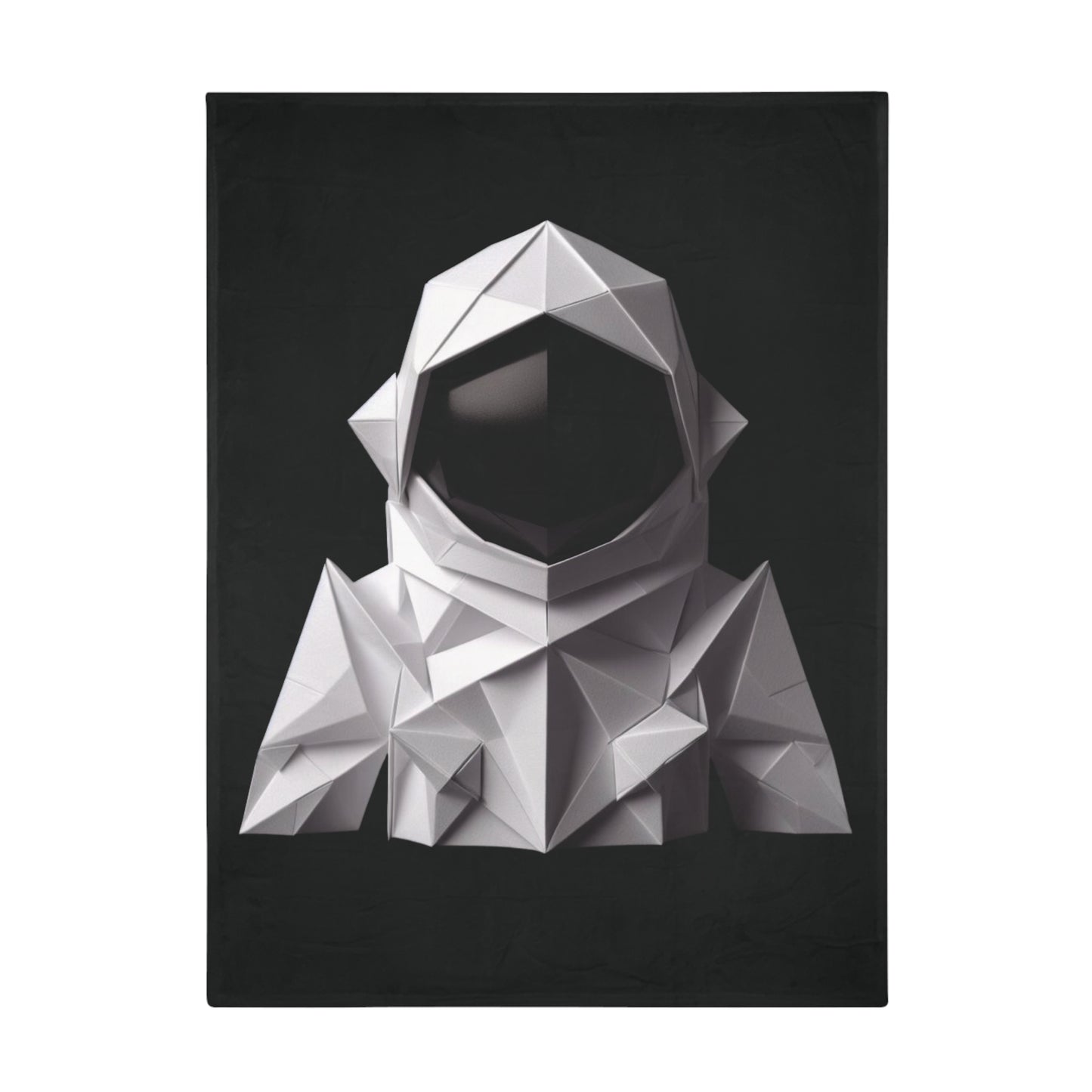 Origami Astronaut Plush Fleece Blanket - Black