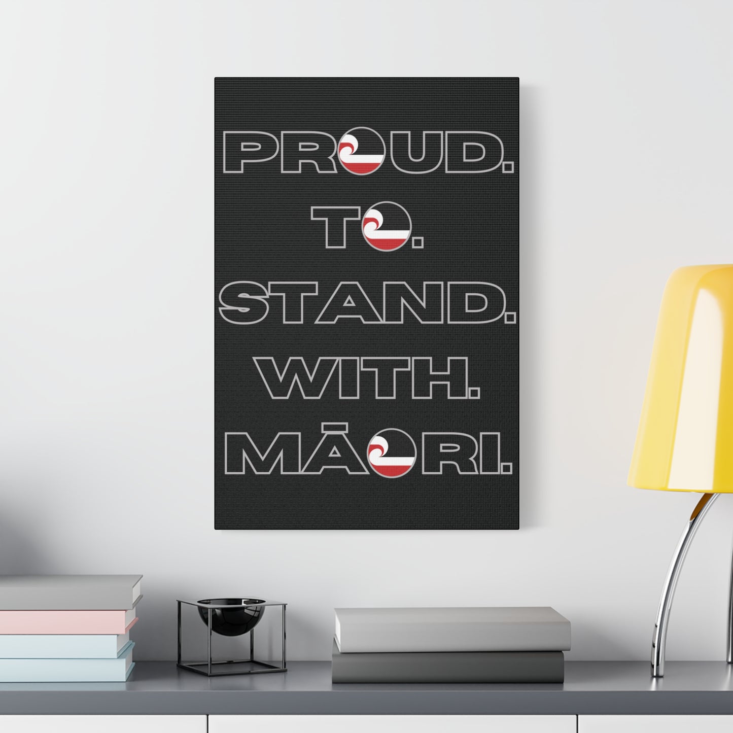 Proud. To. Stand. With. Māori. Classic Canvas - Black