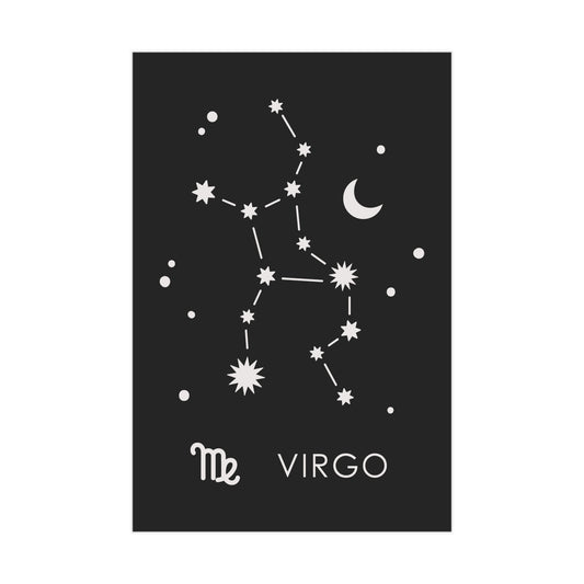 Virgo Starmap Unframed Prints - black