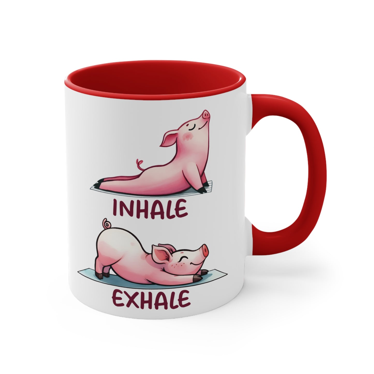 Pig Yoga Color Accent Mug 11oz - Zen Meditation Gift