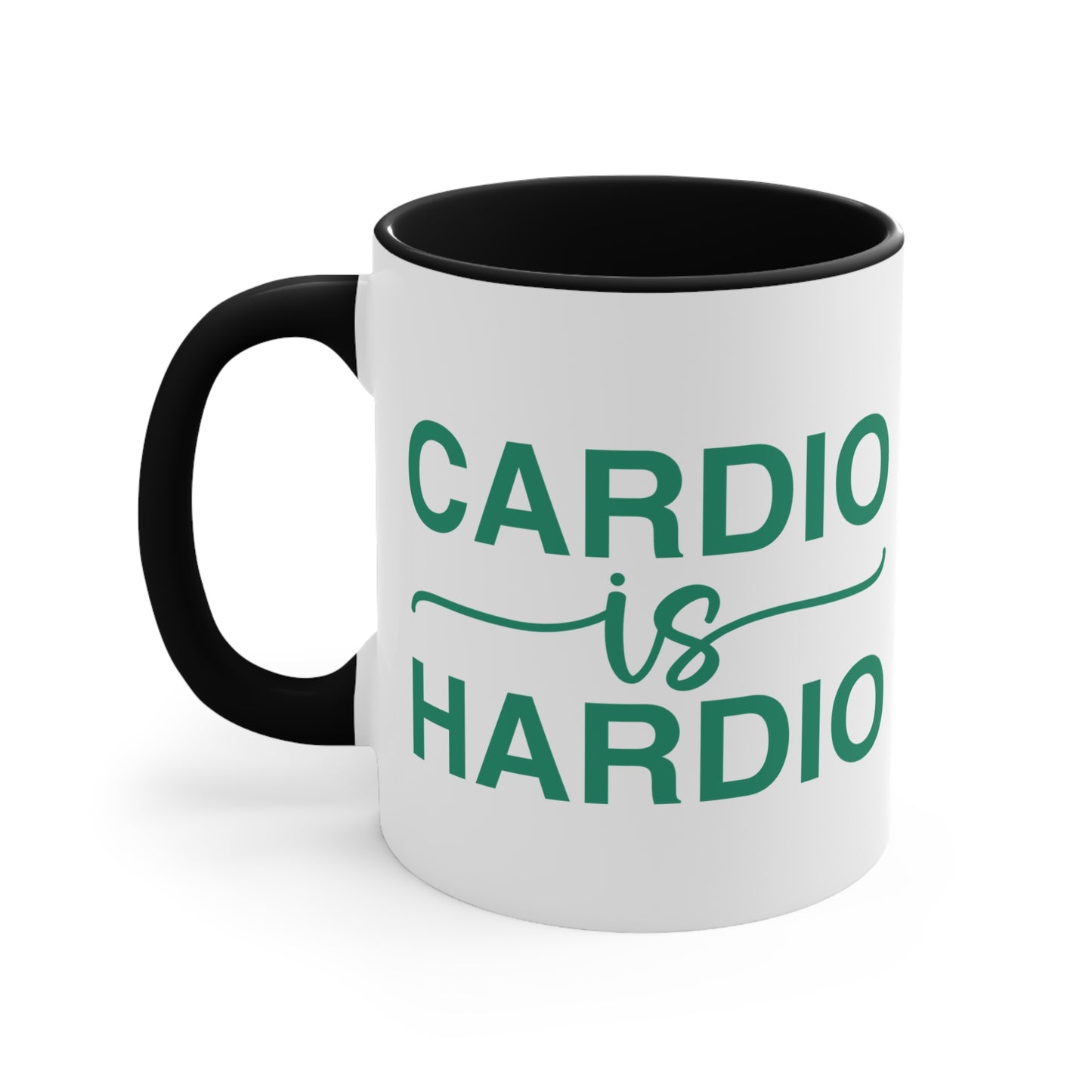 Cardio is Hardio Workout Colorful Accent Mug 11oz - For Gym Fitness Enthusiasts