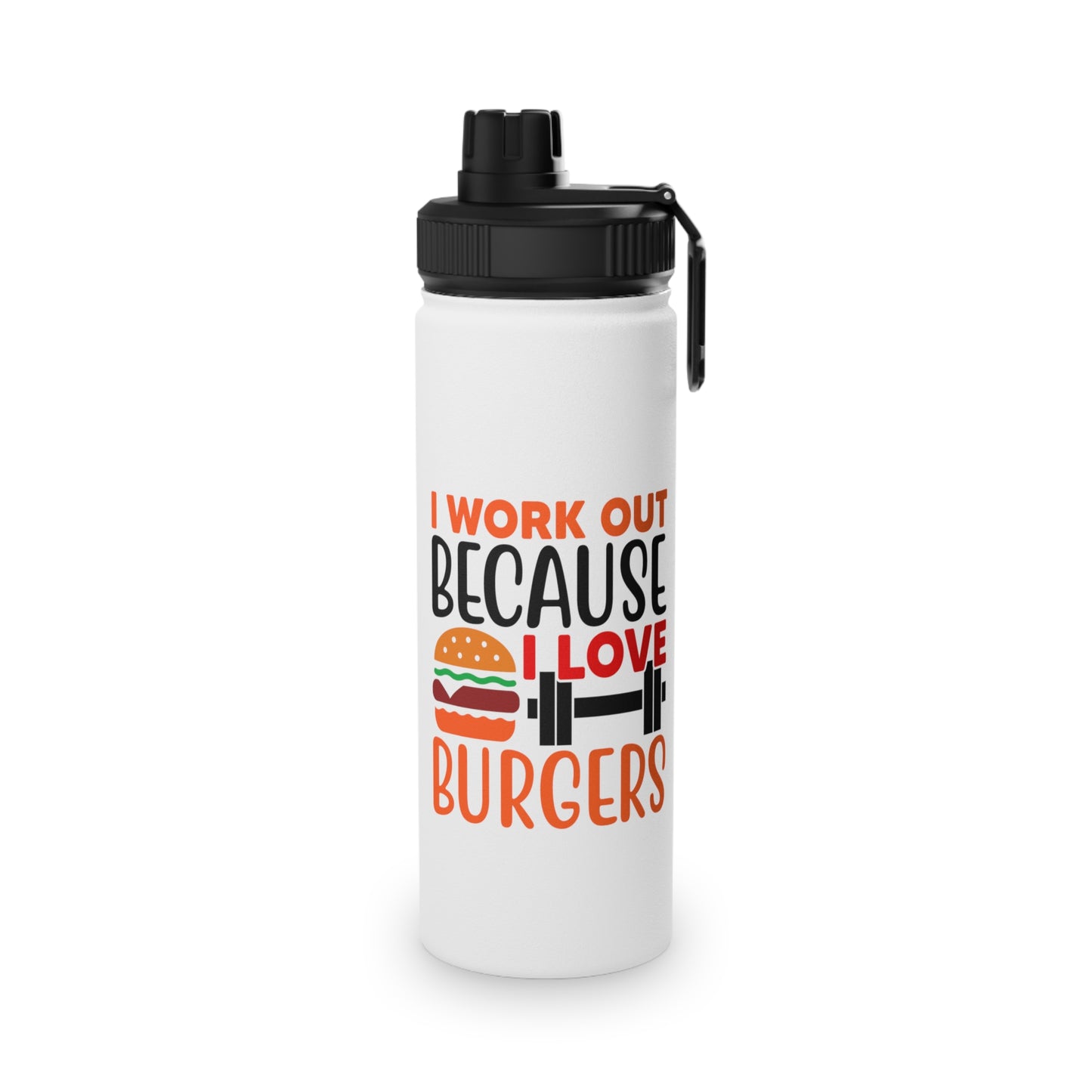 I Love Burgers Stainless Steel Sports Water Bottle - 3 sizes