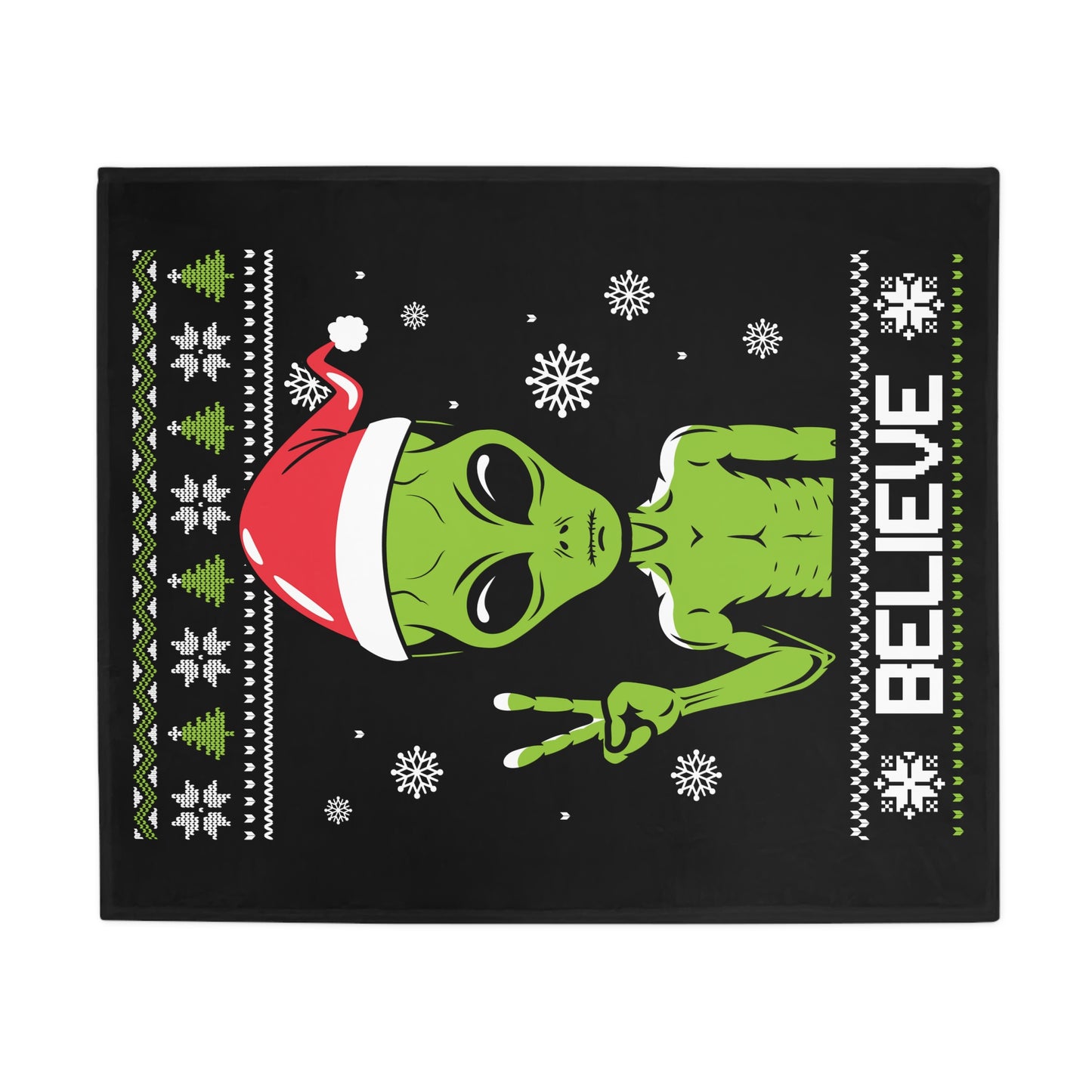 Ugly Christmas Sweater - Alien Plush Fleece Blanket