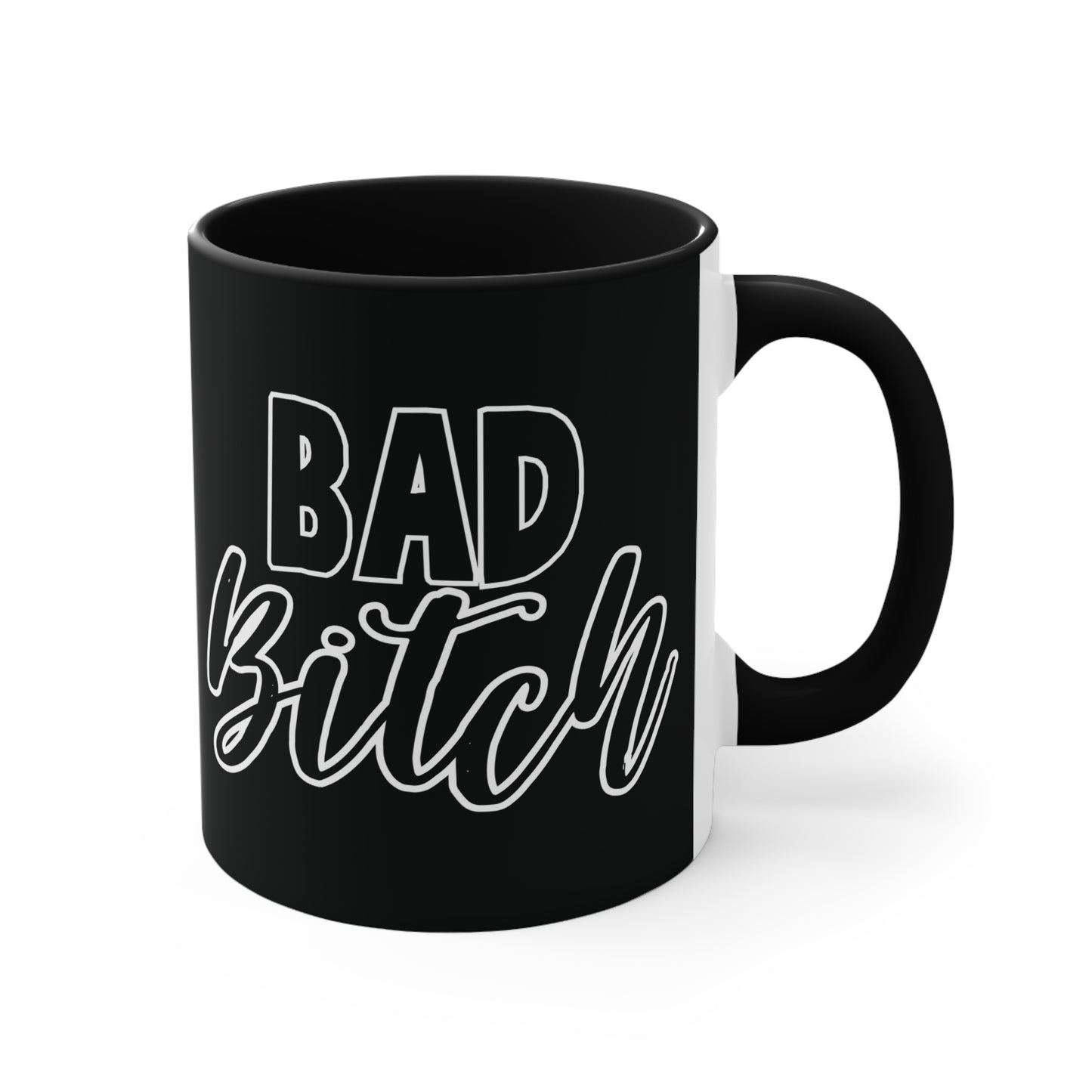 Bad Bitch Colorful Accent Mug 11oz - For Adults Only - Black