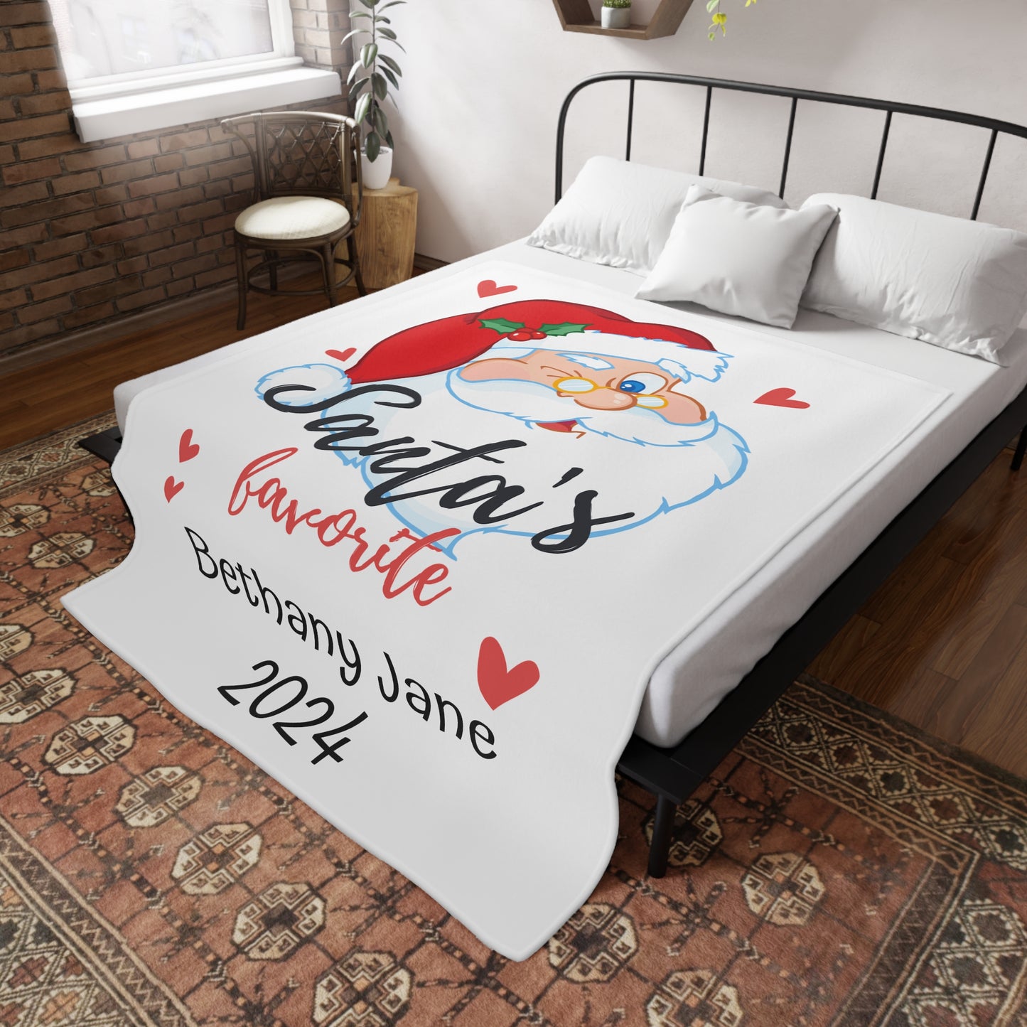 Customisable Santa's Favourite Plush Fleece Blanket