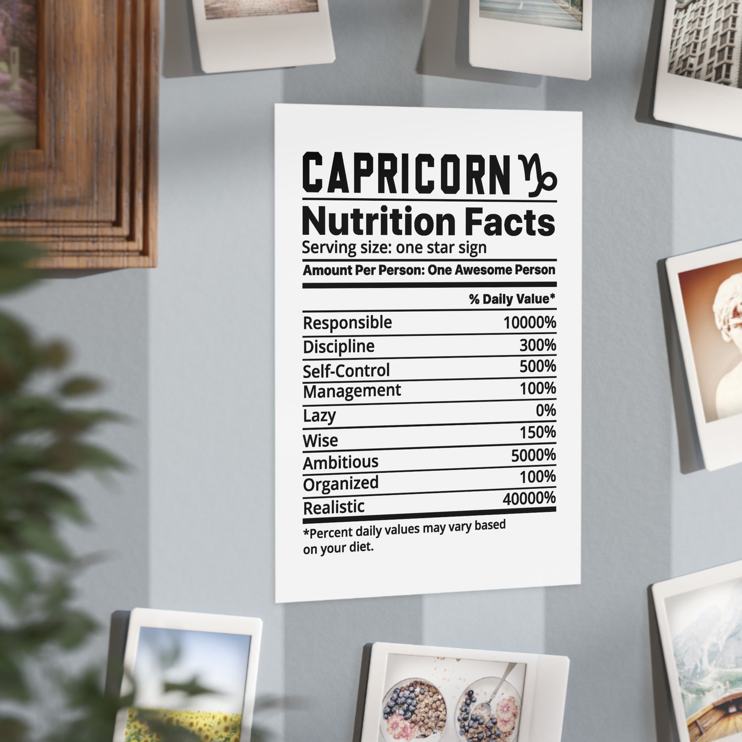 Capricorn Nutrition Unframed Prints - white