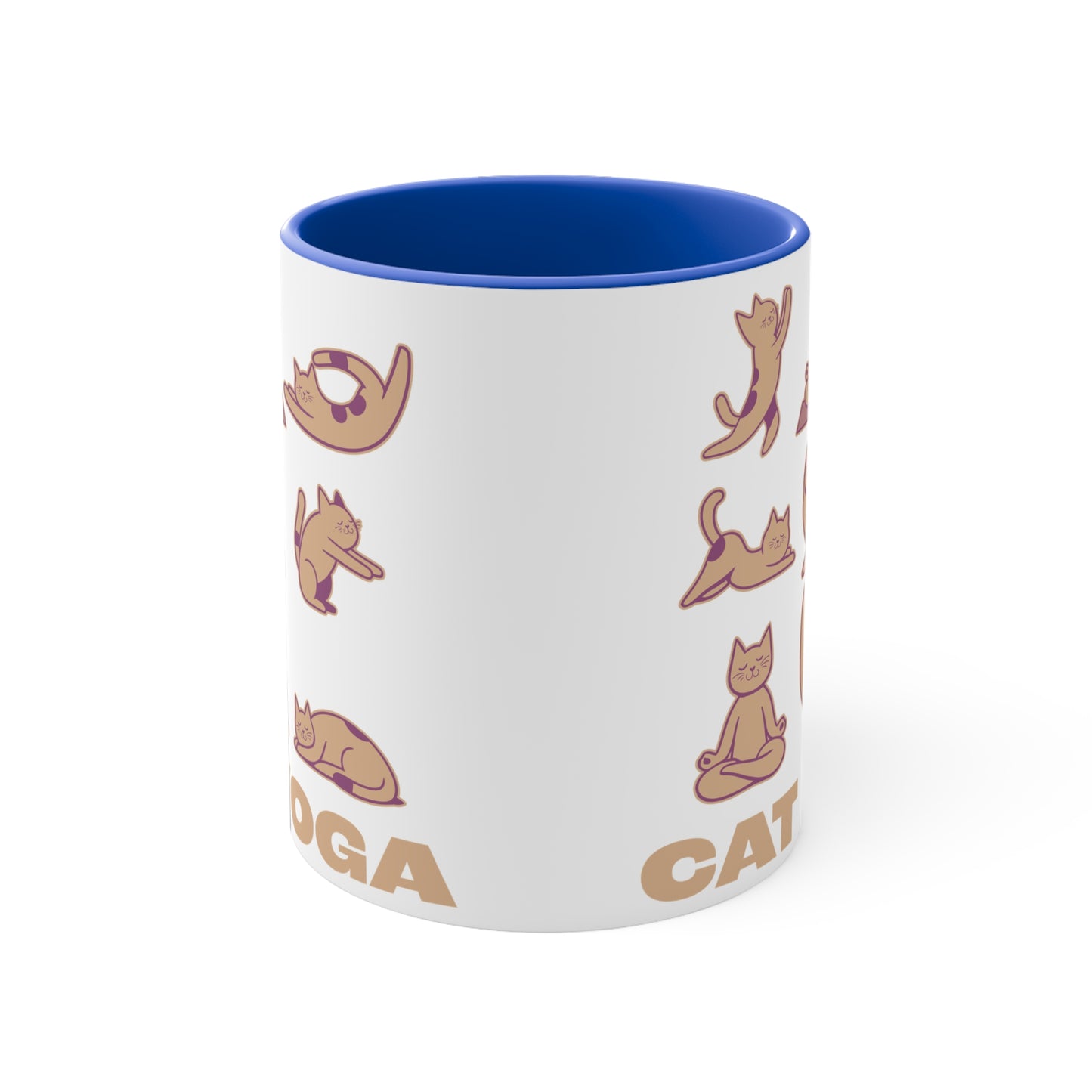 Cat Yoga Color Accent Mug 11oz - Zen Meditation Gift