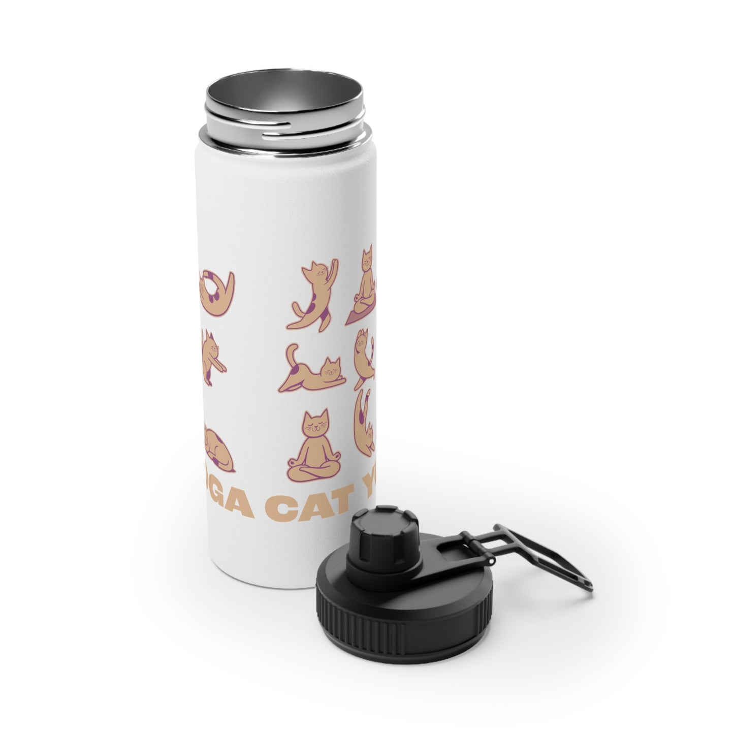 Cat Yoga Stainless Steel Water Bottle - # Sizes