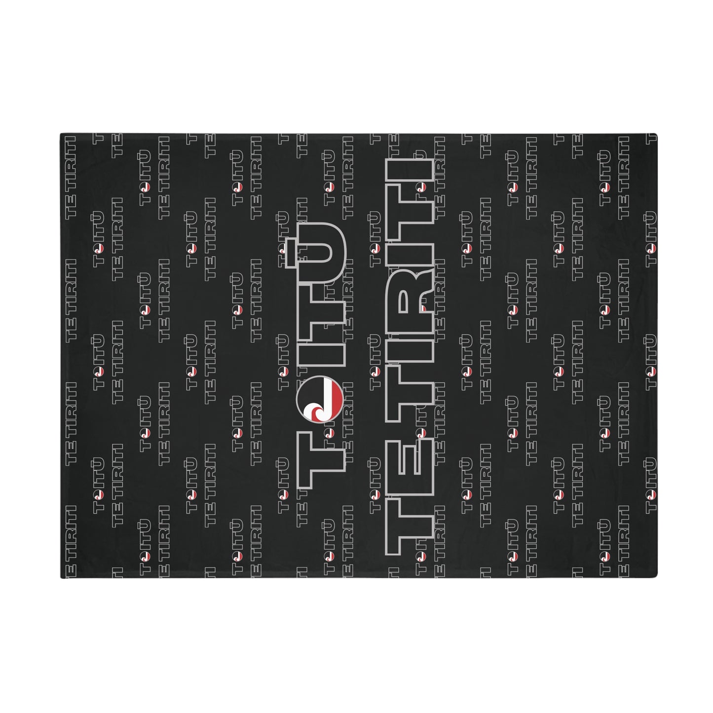 Toitū Te Tiriti - Black Plush Fleece Blanket