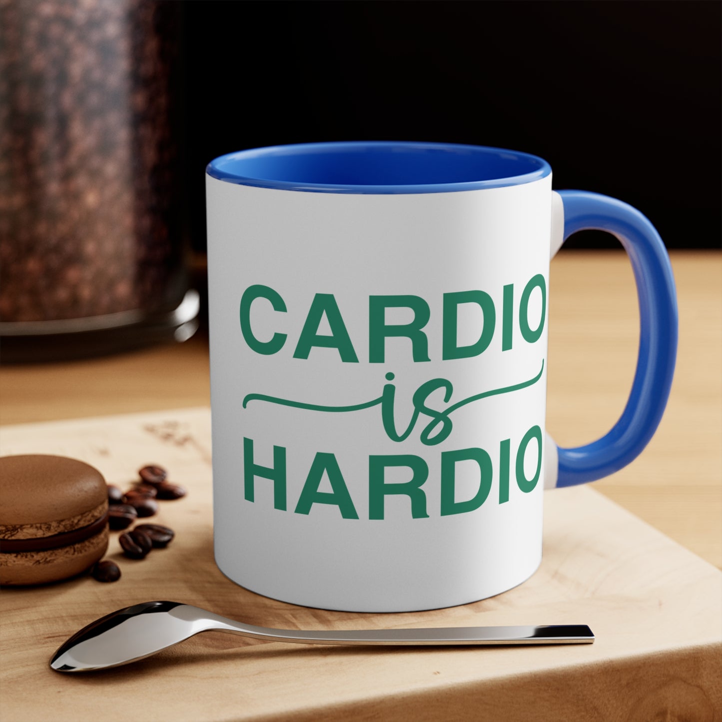 Cardio is Hardio Workout Colorful Accent Mug 11oz - For Gym Fitness Enthusiasts