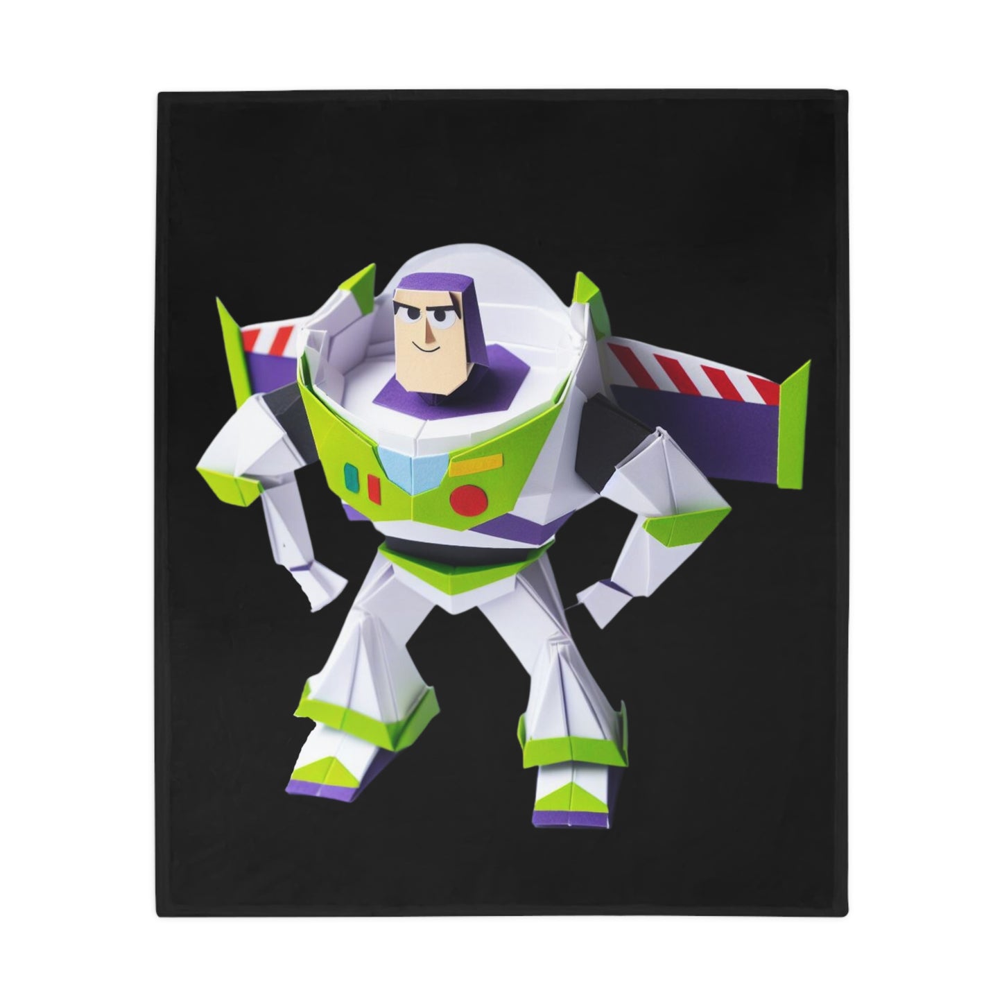 Origami Buzz Lightyear Plush Fleece Blanket - Black