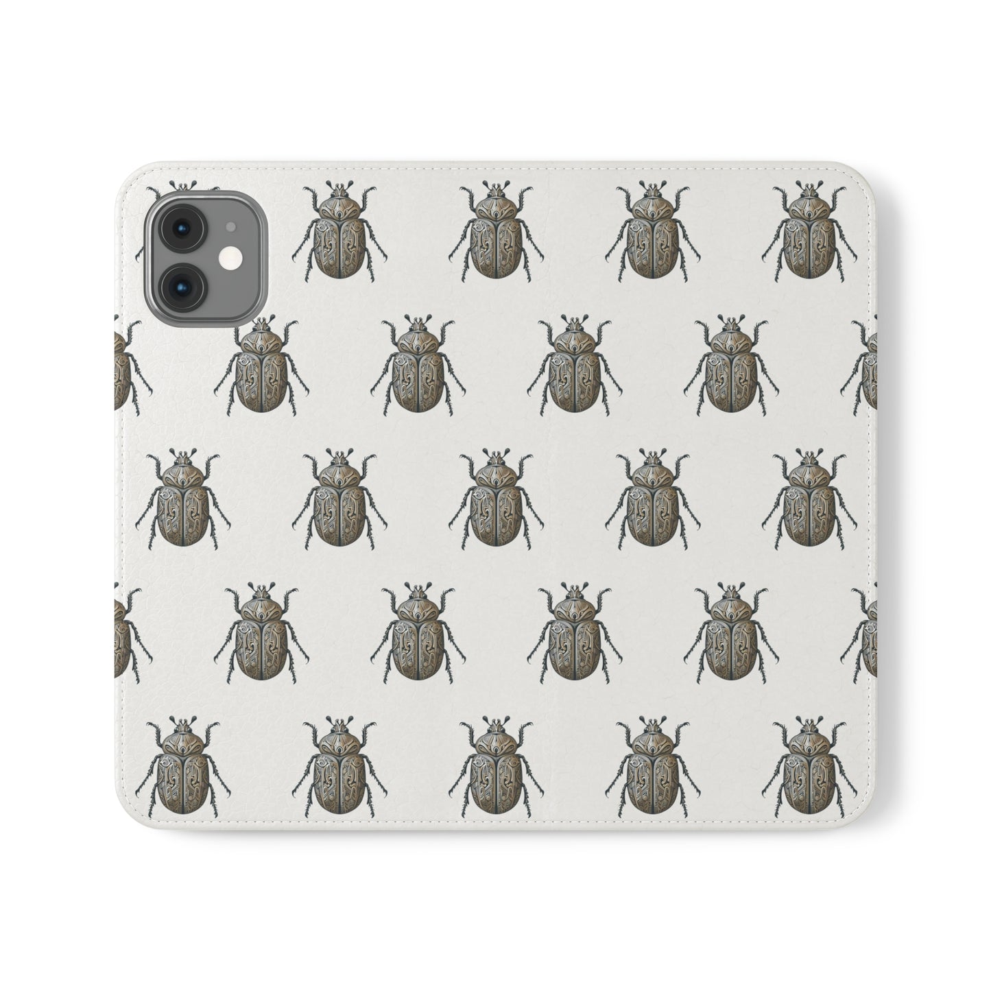 Carved Beetle Flip Cases for iPhone/Samsung - white