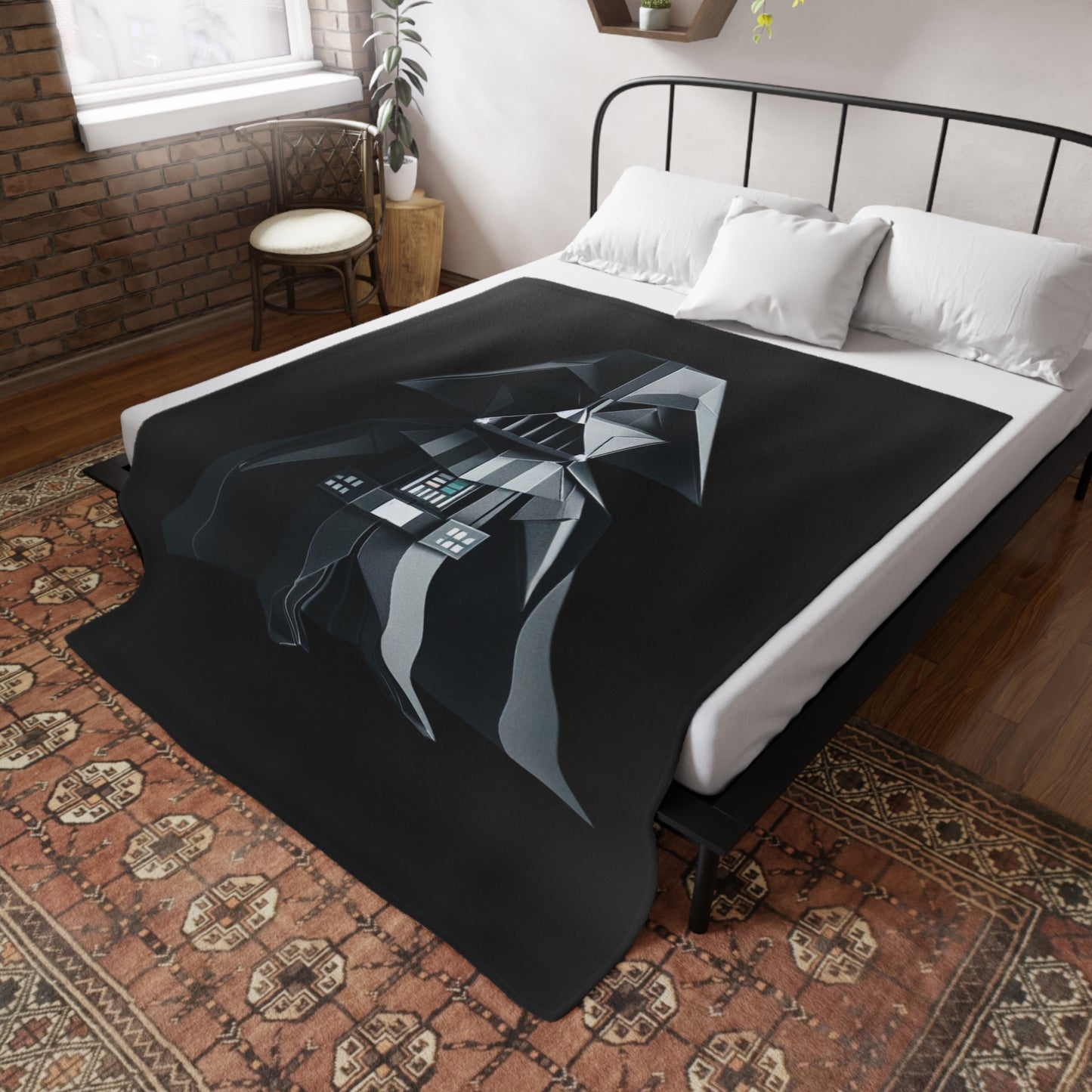 Origami Darth Vader Plush Fleece Blanket - Black