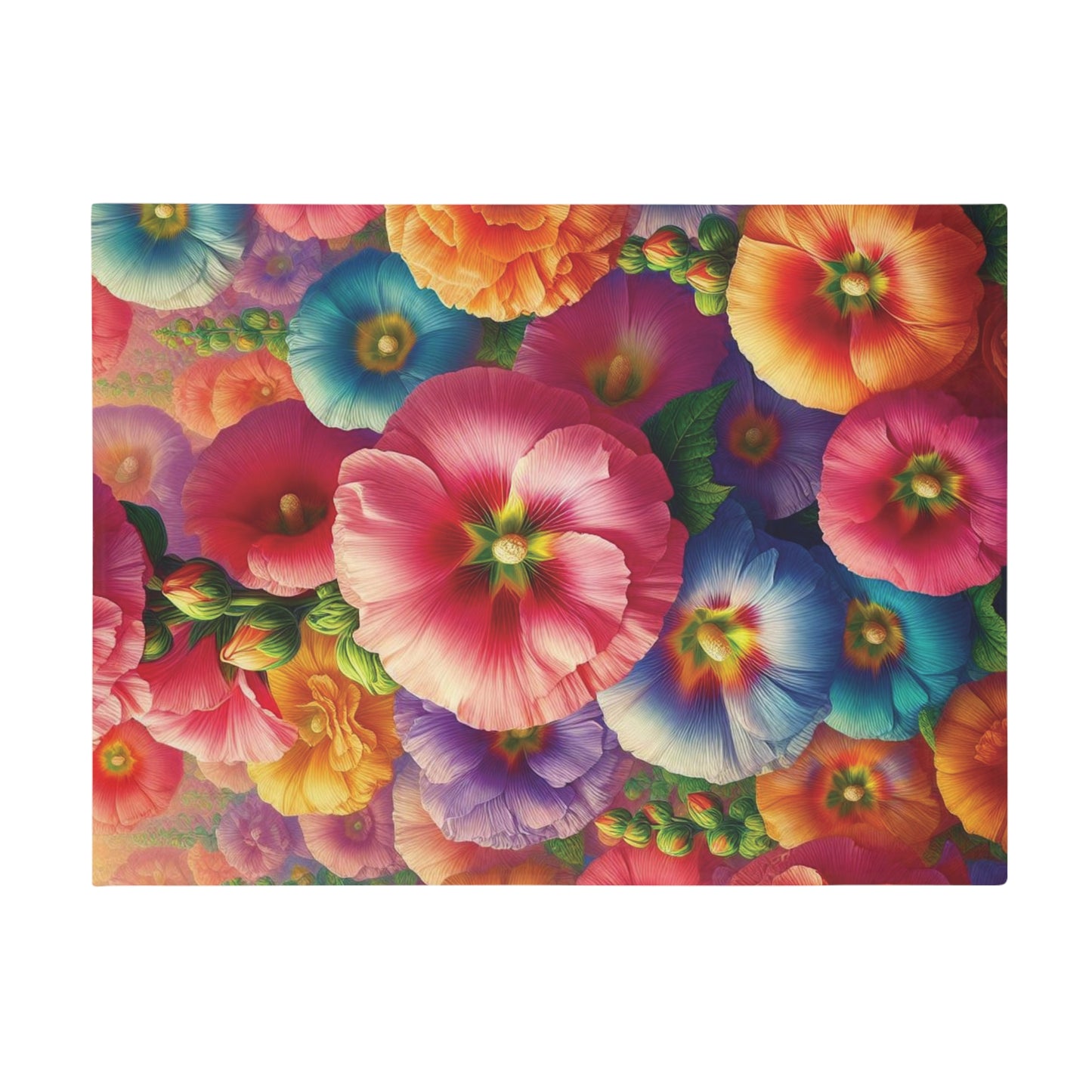 Hollyhocks #2 Plush Fleece Blanket