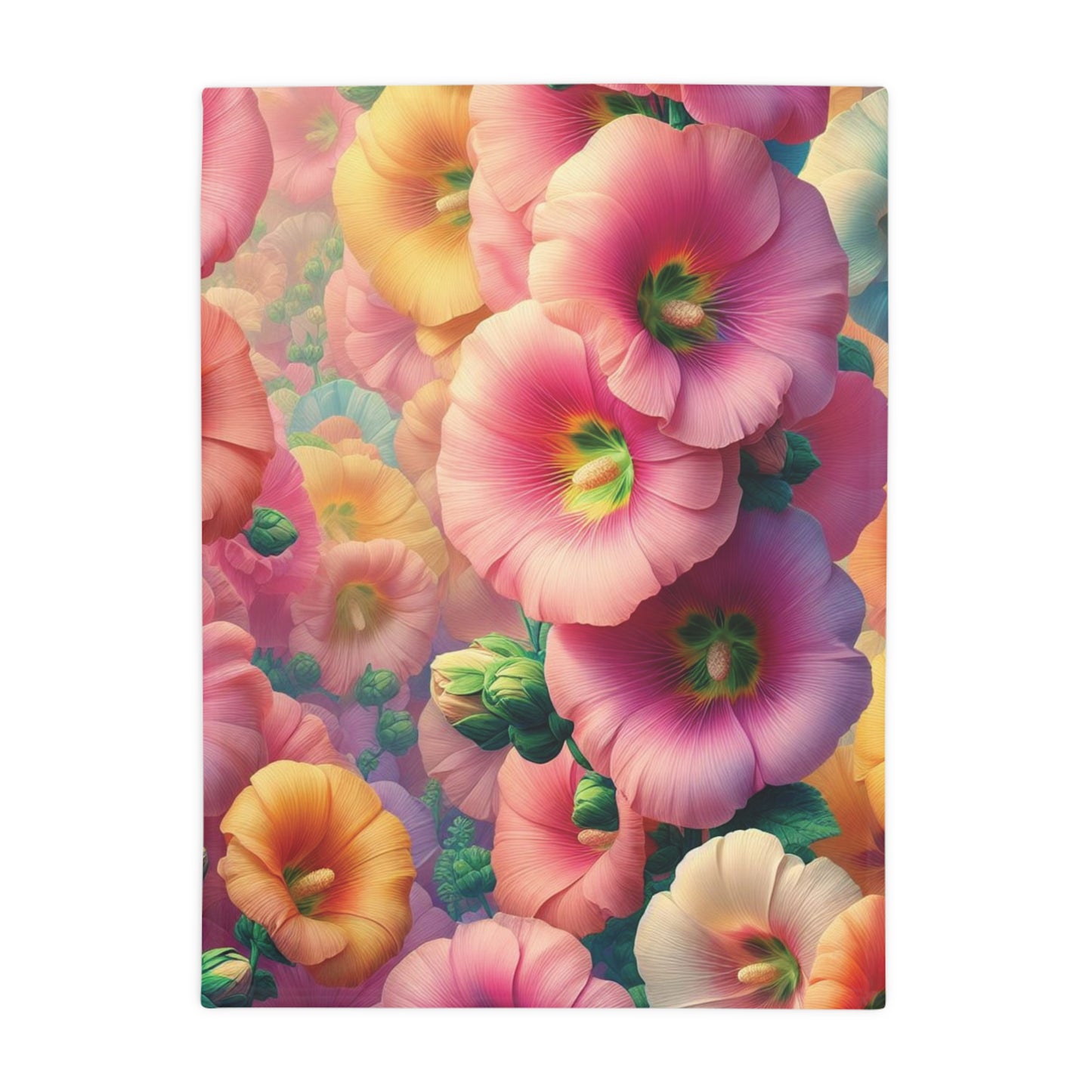 Hollyhocks #1 Plush Fleece Blanket