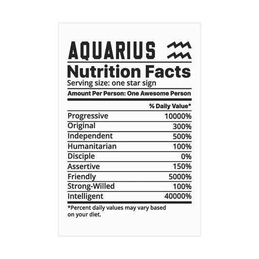 Aquarius Nutrition Unframed Prints - white