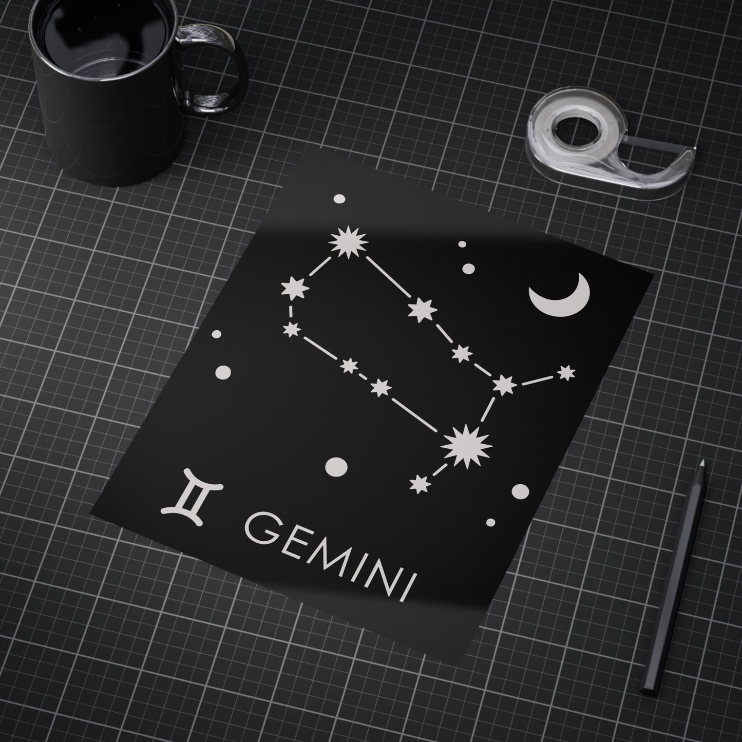 Gemini Starmap Unframed Prints - black