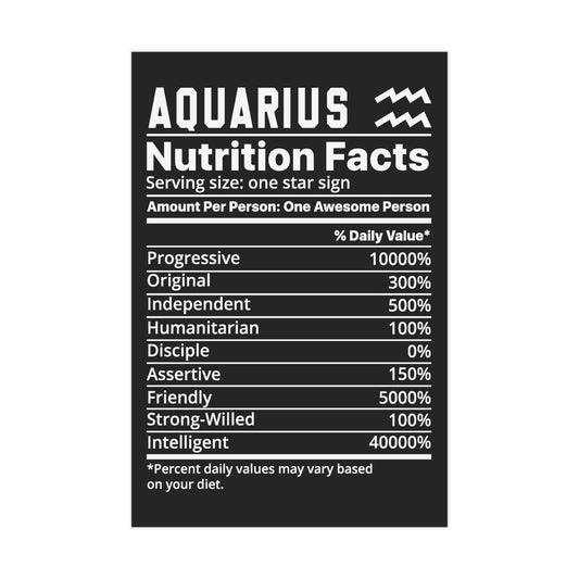 Aquarius Nutrition Unframed Prints - black