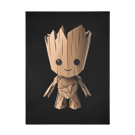 Origami Baby Groot Plush Fleece Blanket - Black