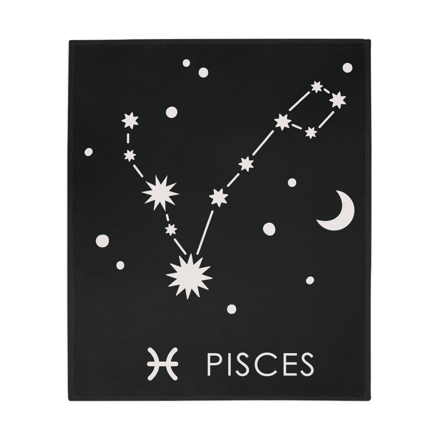 Pisces Star Map Plush Fleece Blanket - black