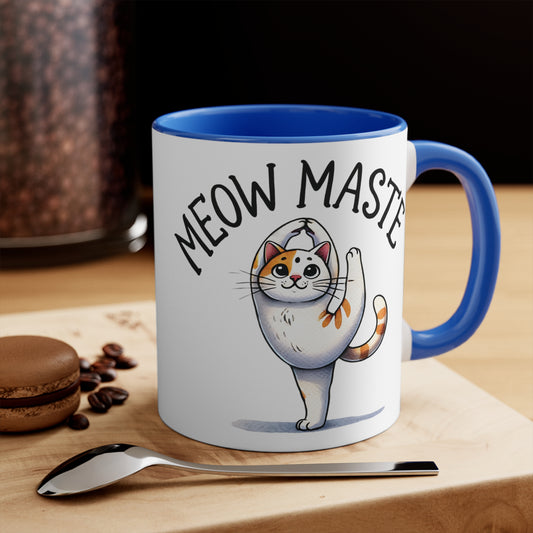 Meow Maste Color Accent Mug 11oz - Zen Meditation Gift