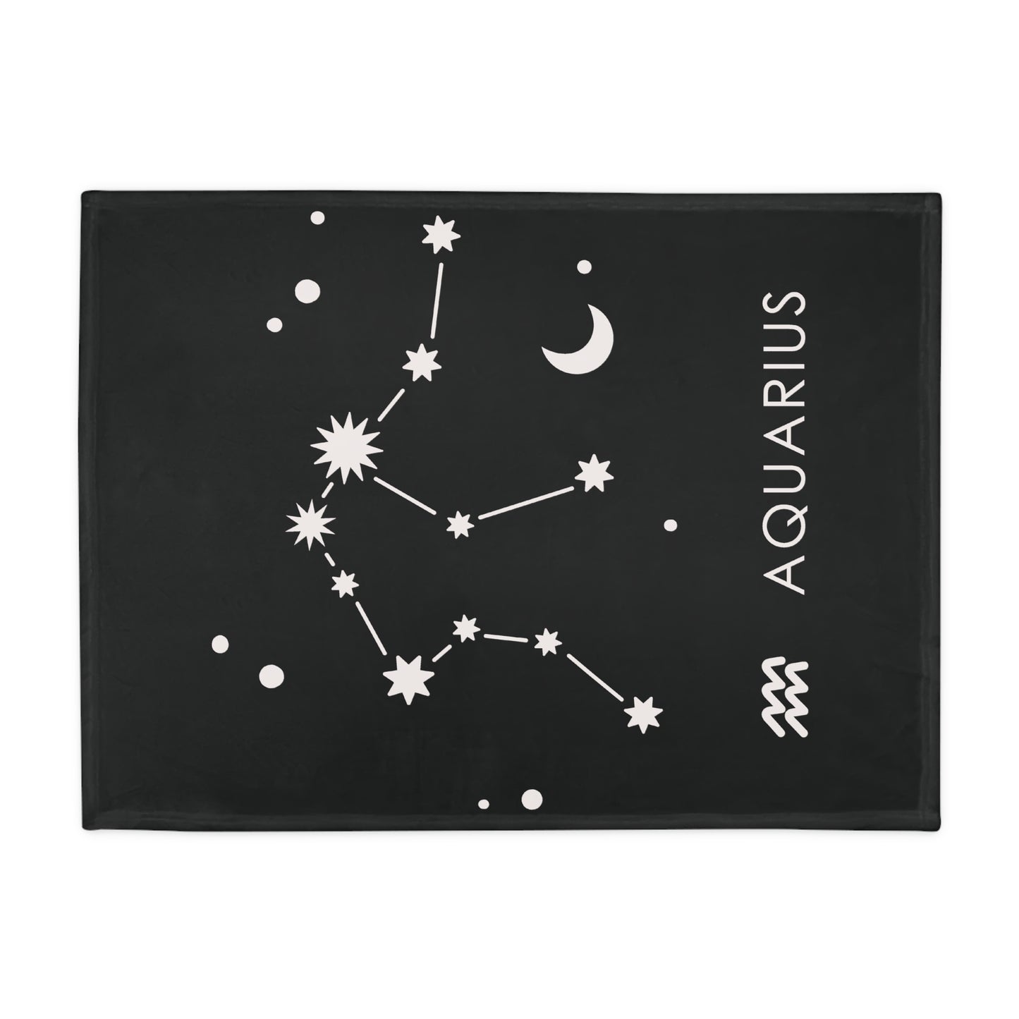 Aquarius Star Map Plush Fleece Blanket - black