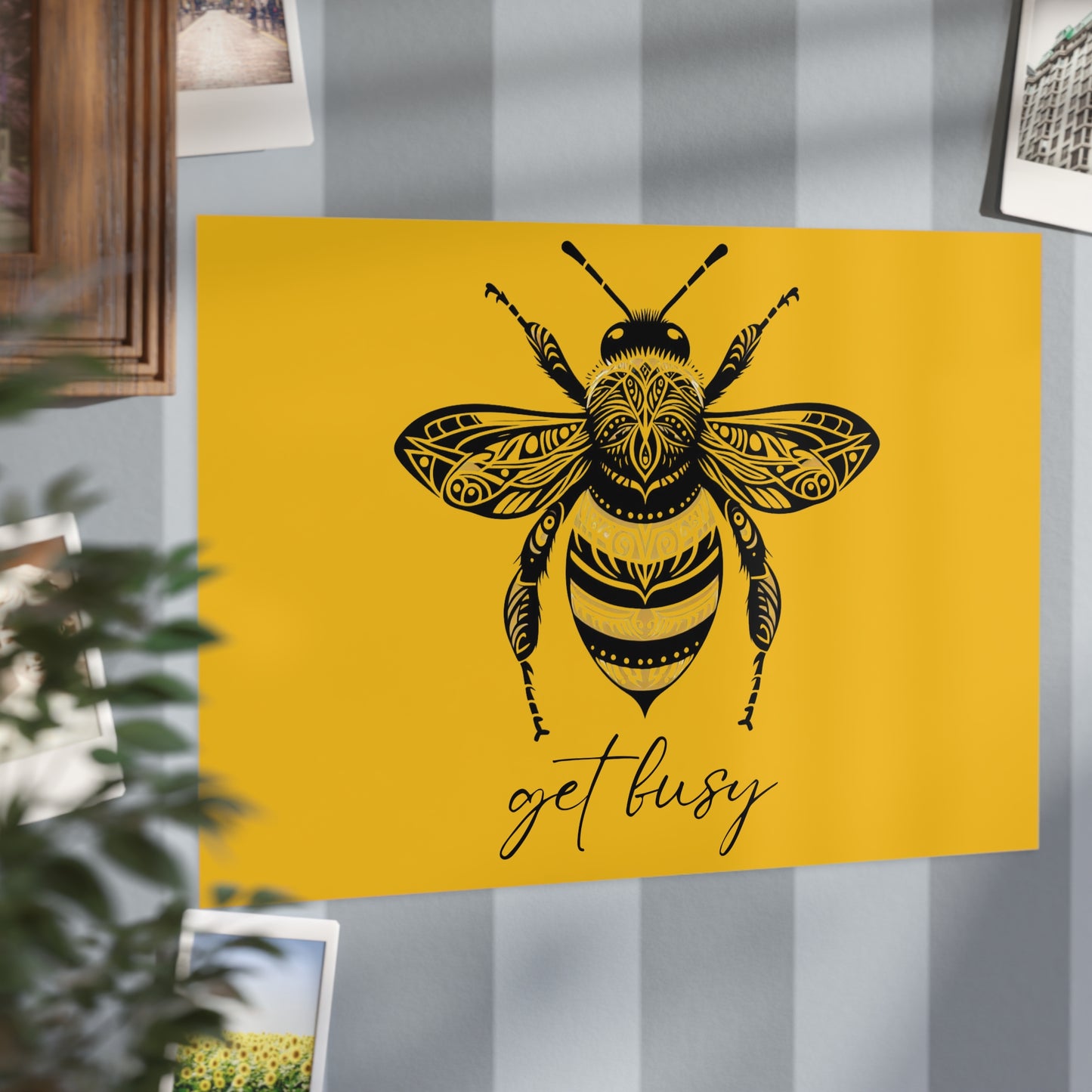 Get Busy Bee Unframed Prints - yellow