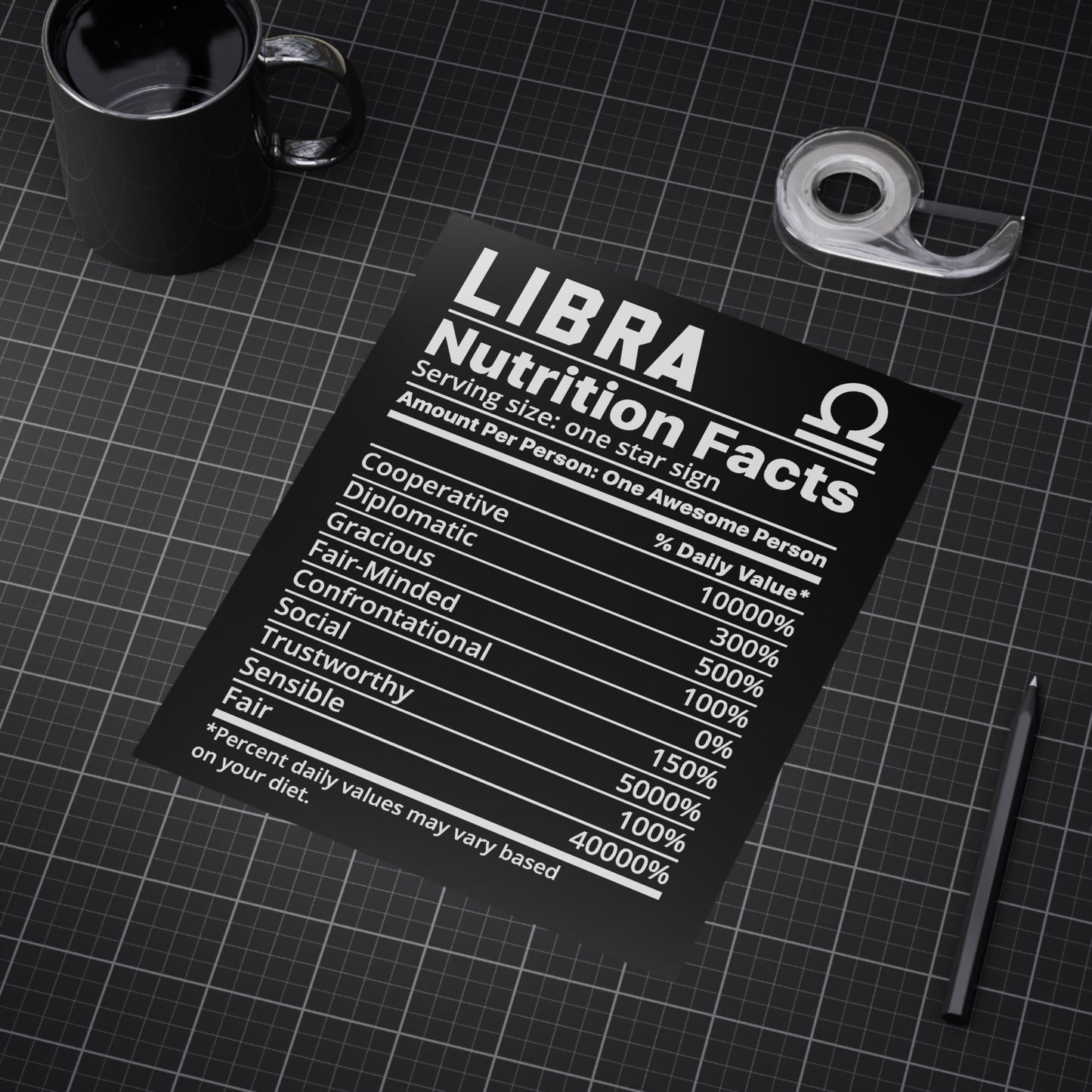 Libra Nutrition Unframed Prints - black