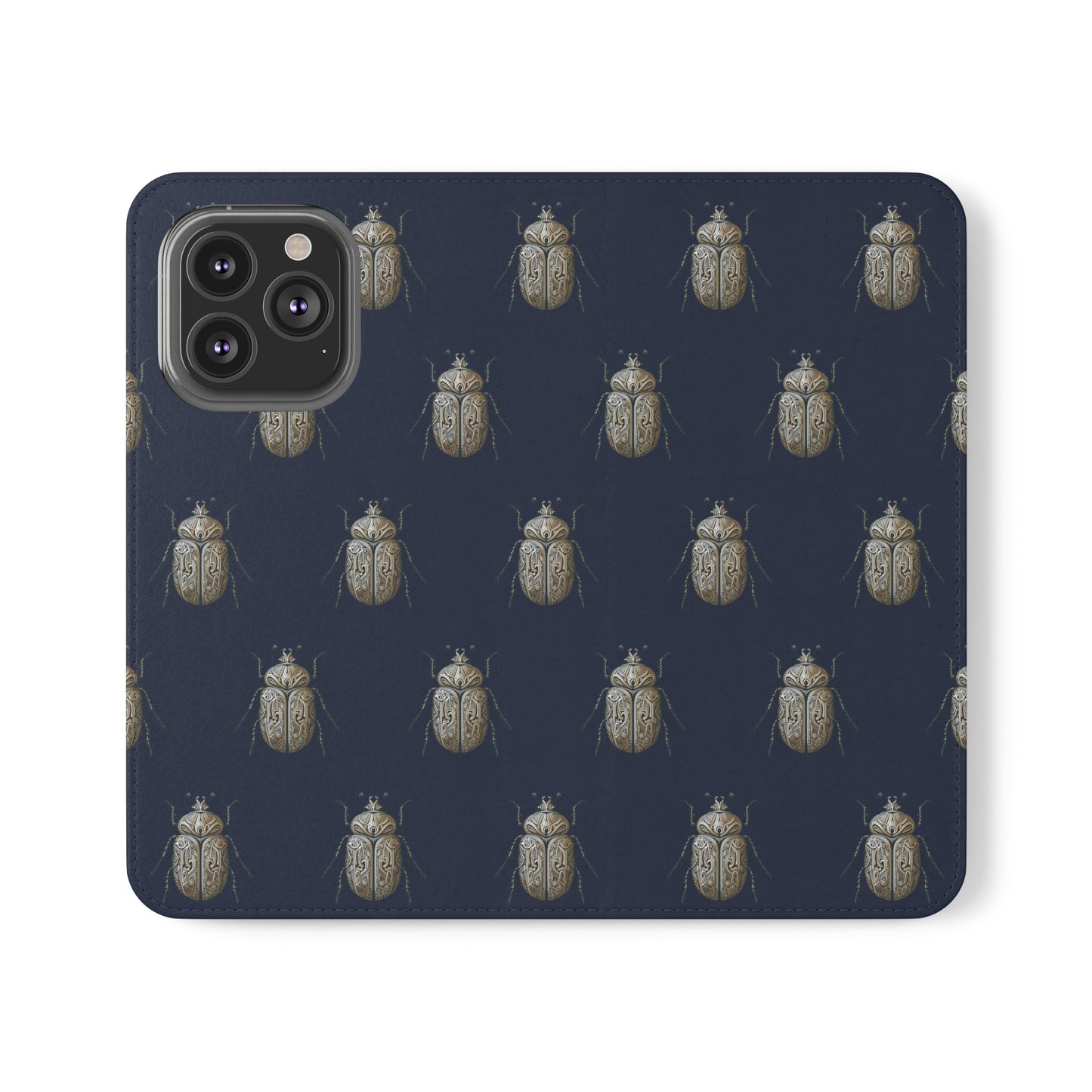 Carved Beetle Flip Cases for iPhone/Samsung - navy