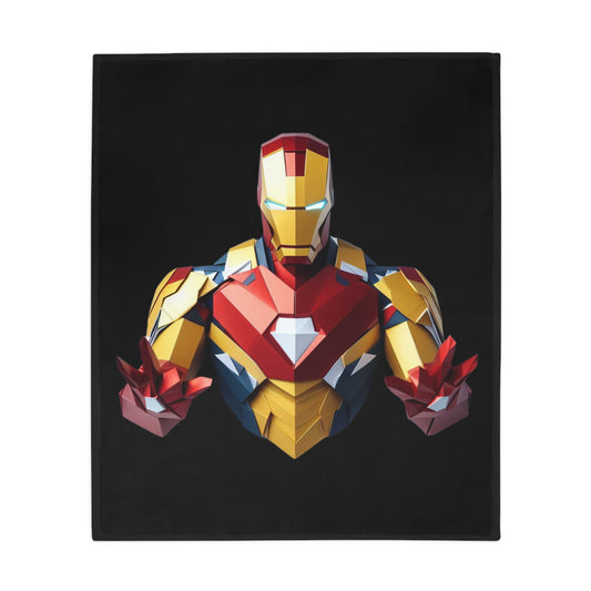 Origami IronMan Plush Fleece Blanket - Black