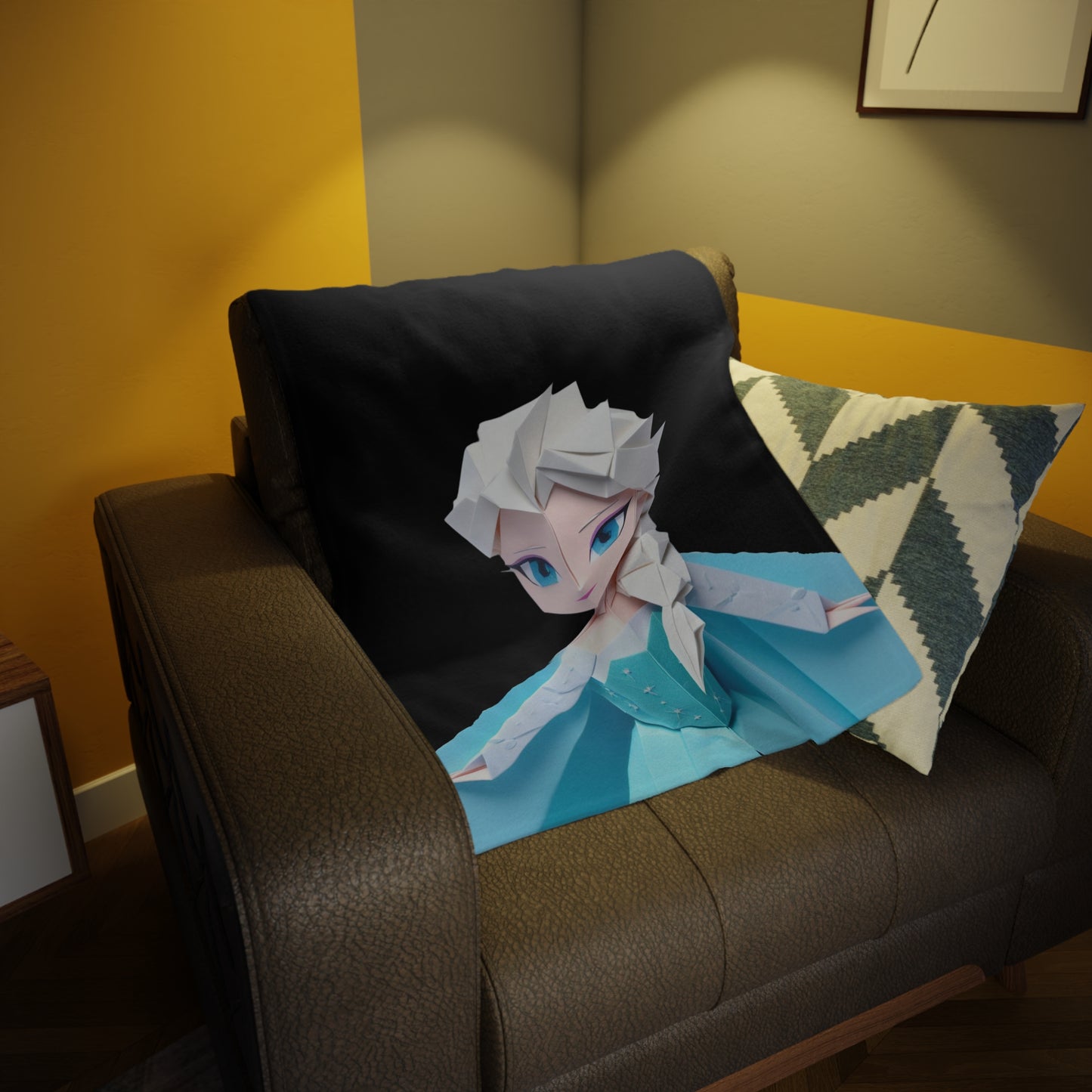 Origami Elsa Plush Fleece Blanket - Black