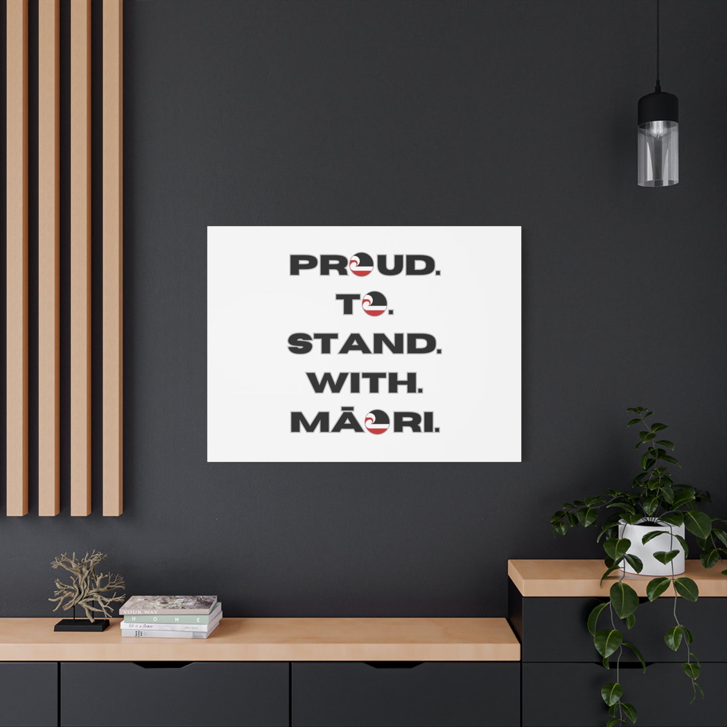 Proud. To. Stand. With. Māori. Classic Canvas - White