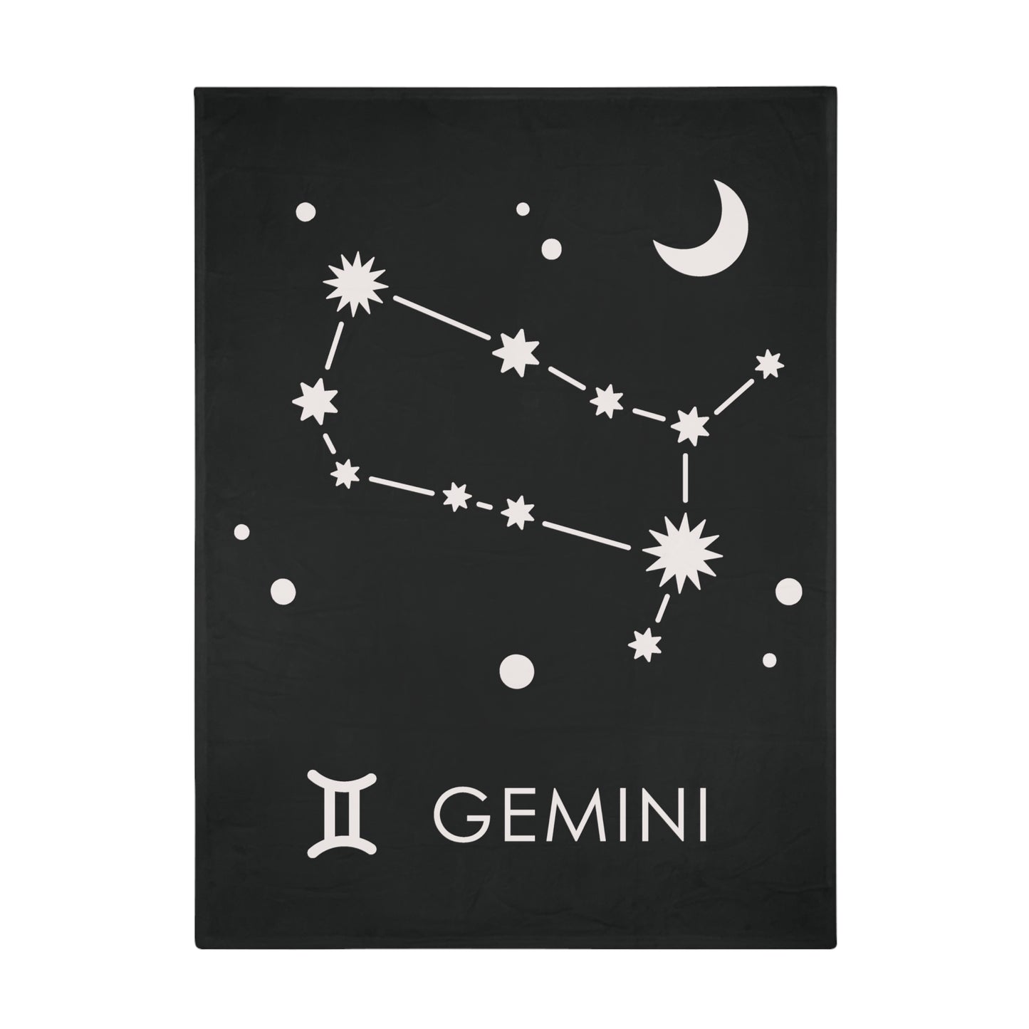 Gemini Star Map Plush Fleece Blanket - black