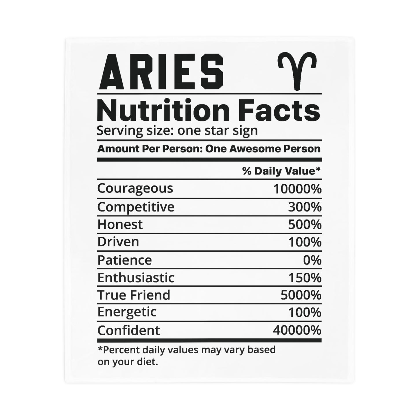 Aries Nutrition Plush Fleece Blanket - white