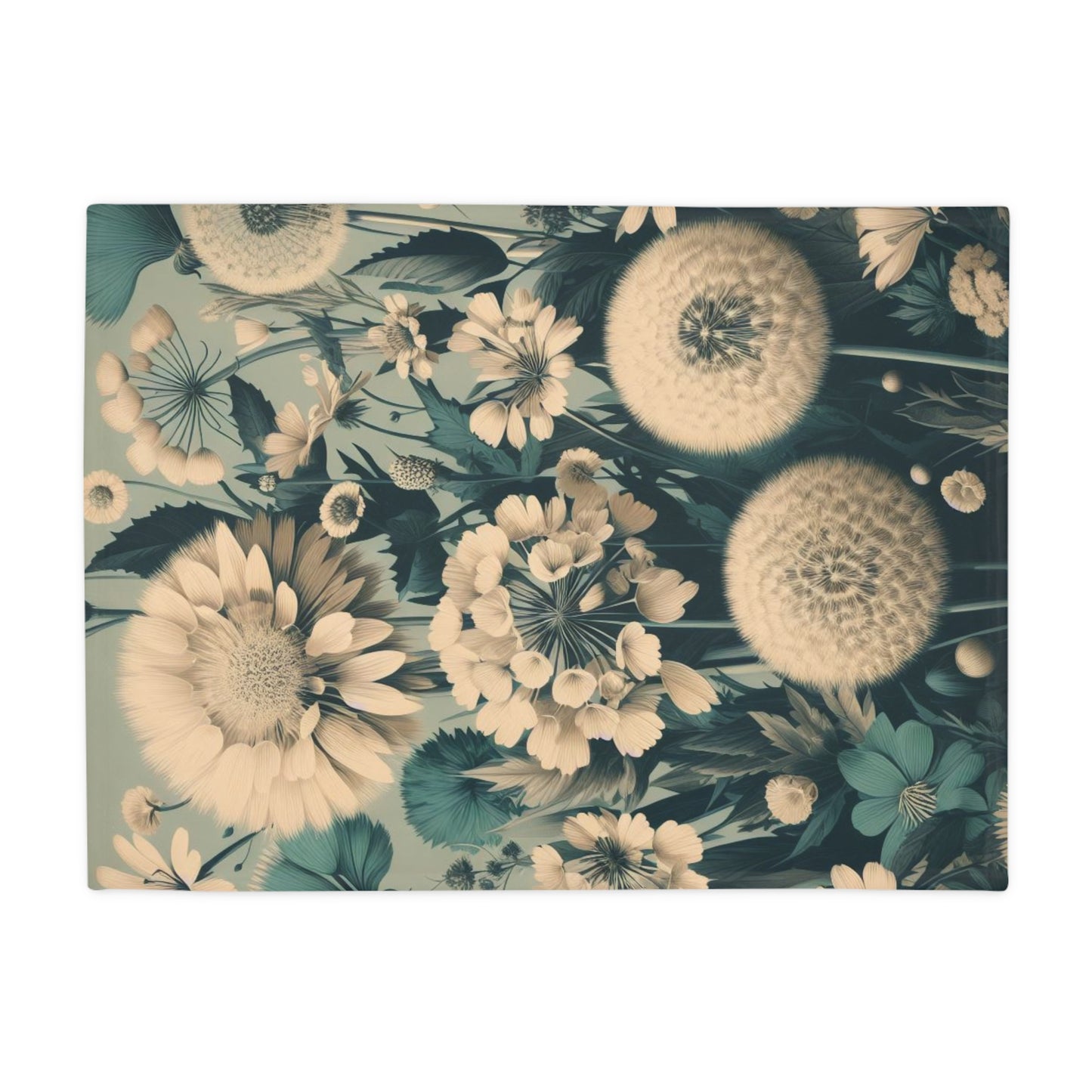 Blue & Cream Botanicals Plush Fleece Blanket